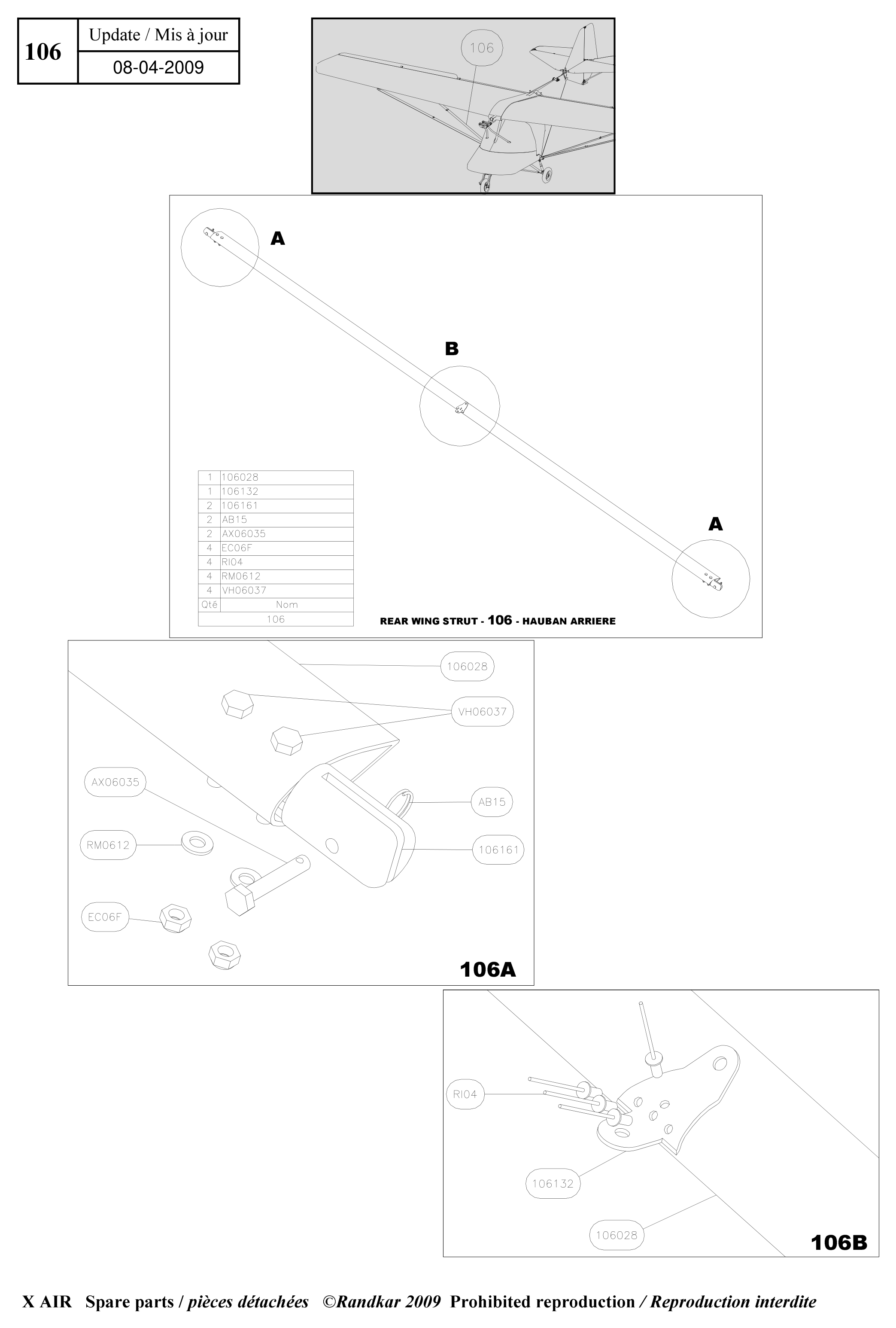 Rear wing strut – X-Air parts diagram