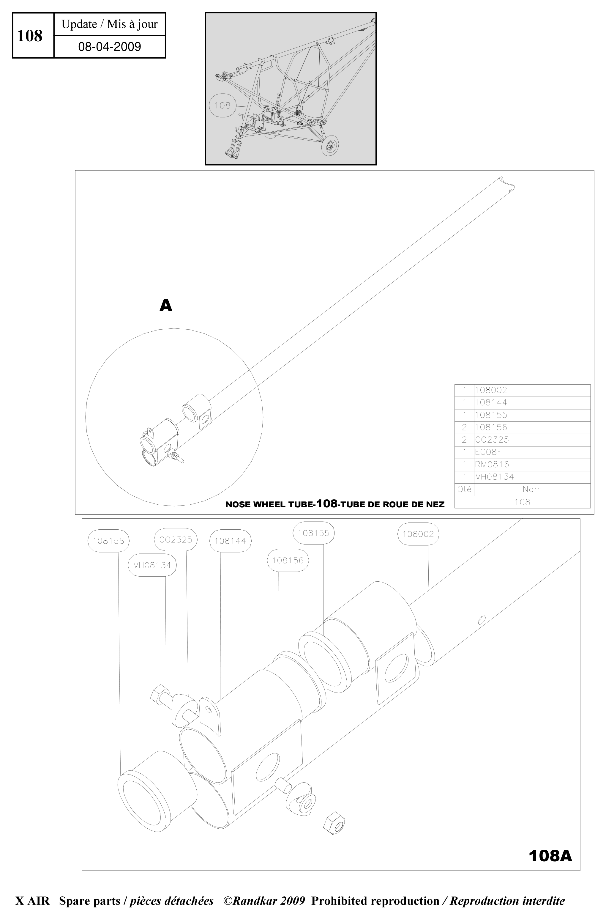 Nose wheel tube – X-Air parts diagram