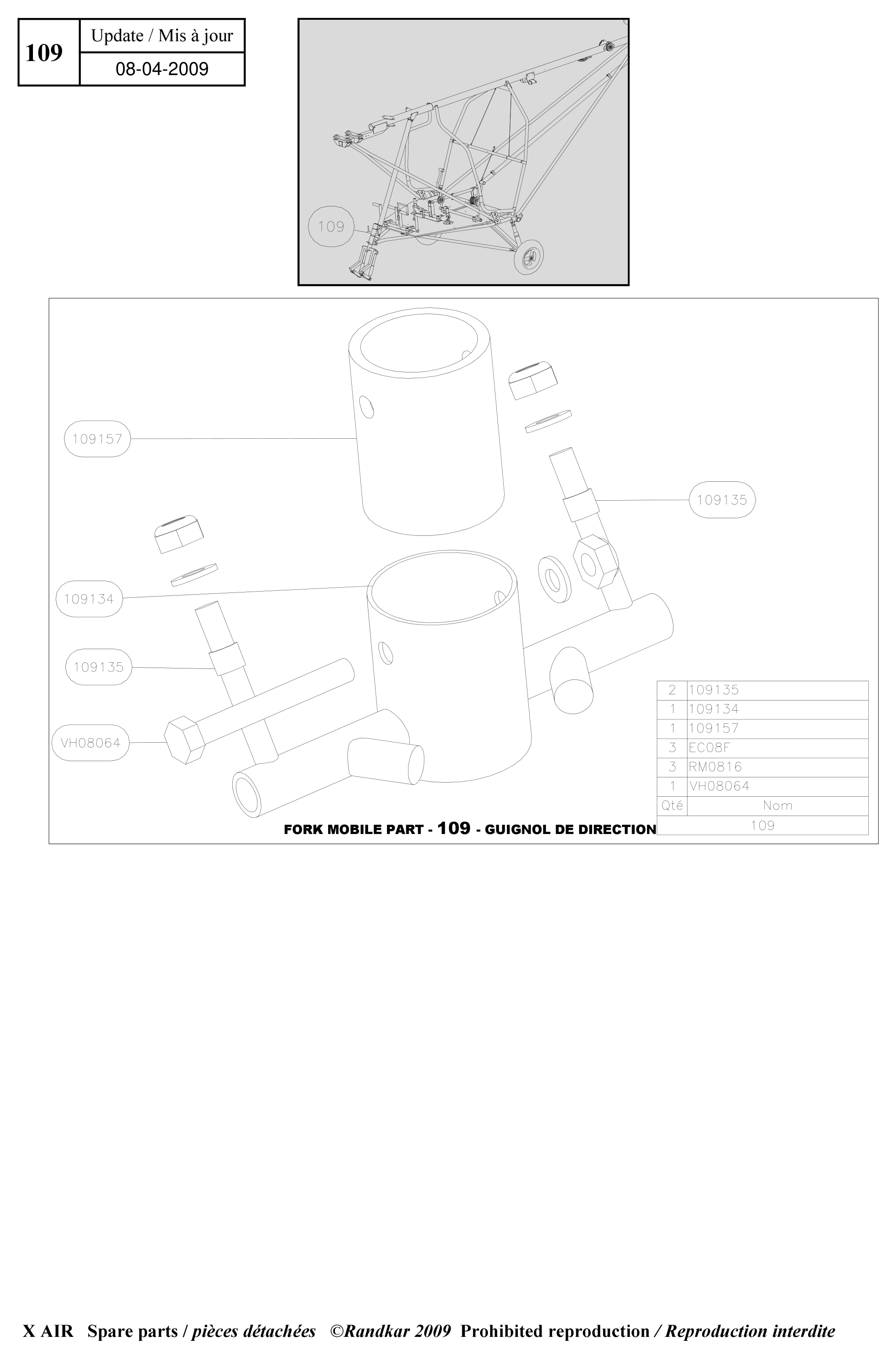 Fork mobile part – X-Air parts diagram