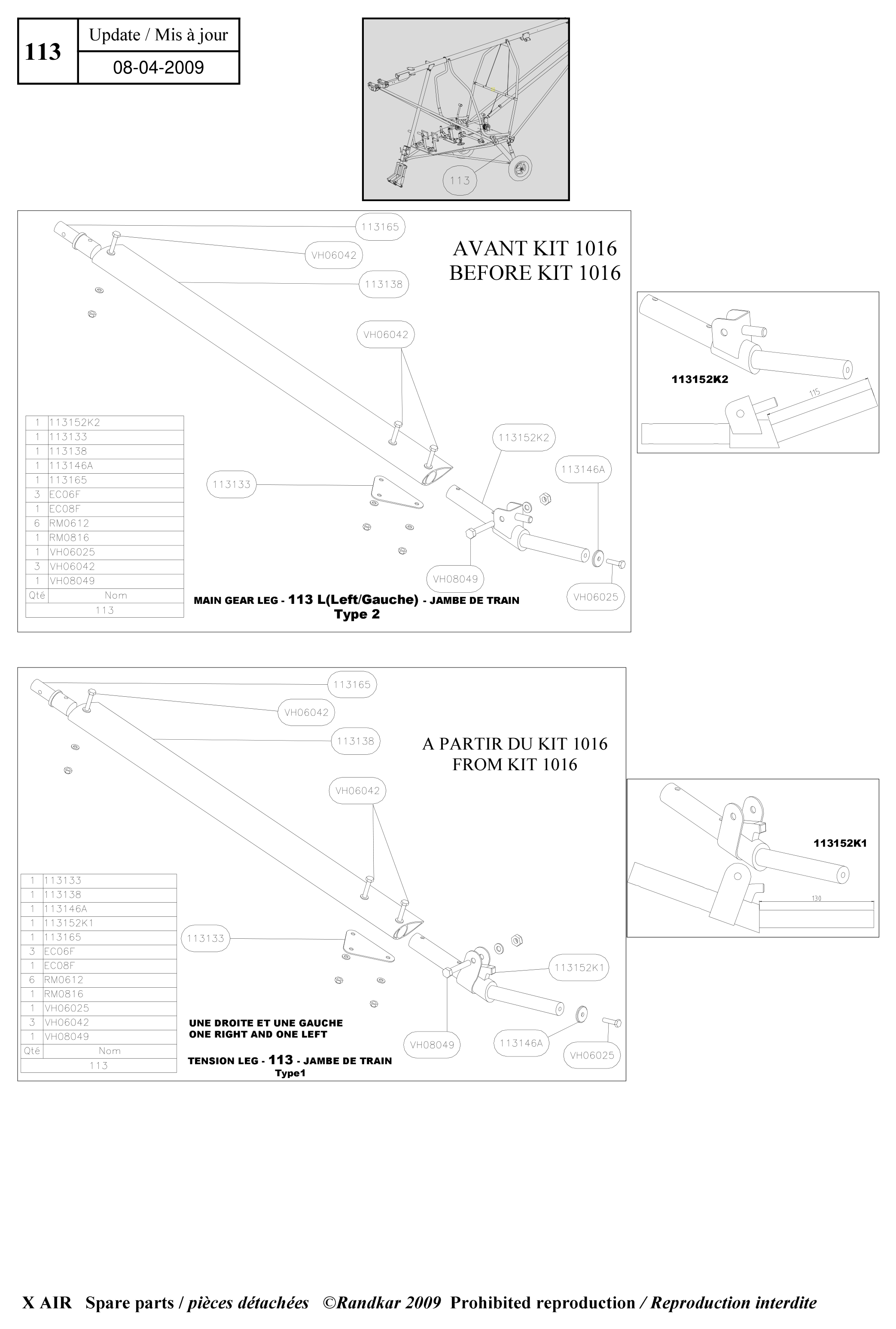 Main gear leg – X-Air parts diagram