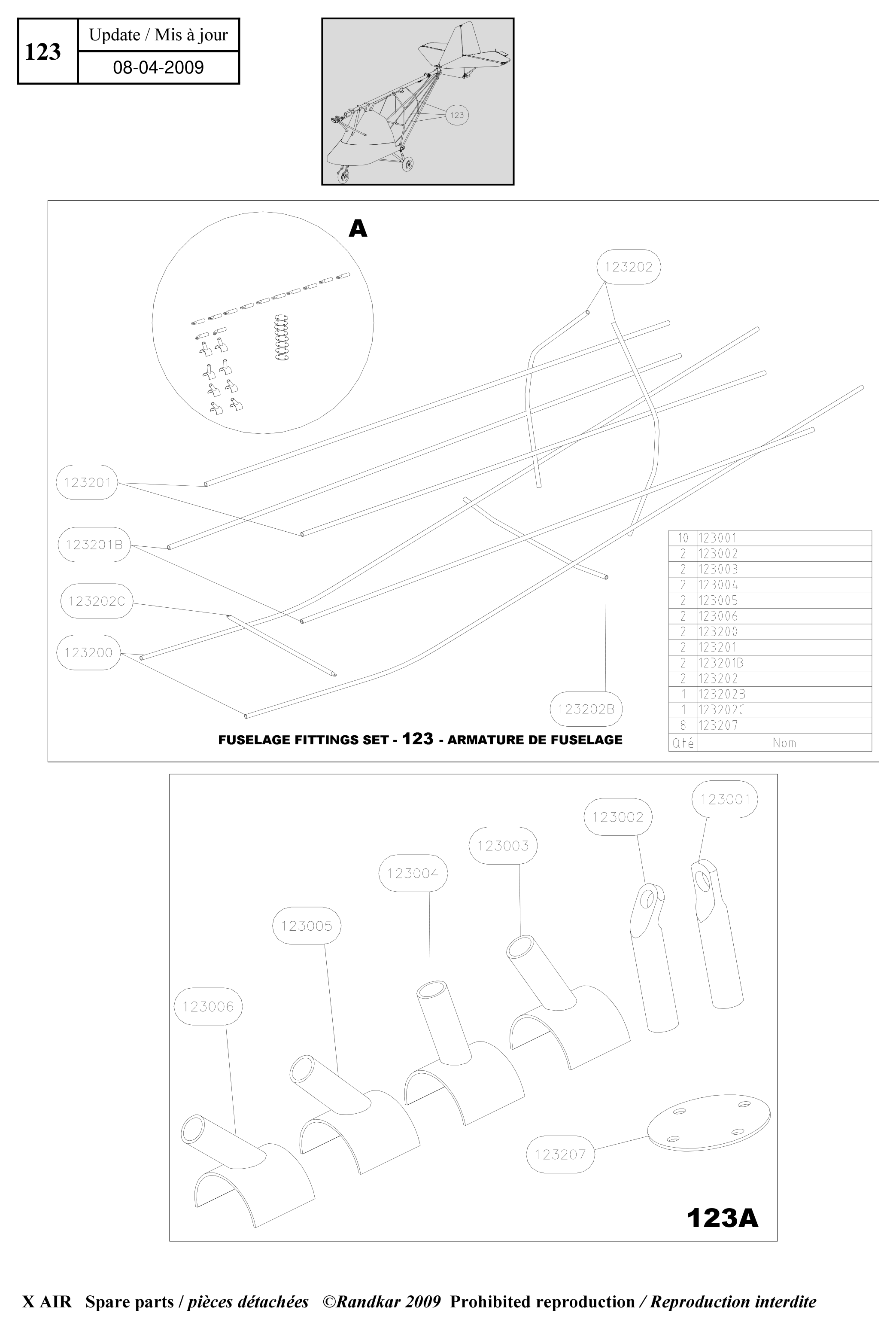Fuselage fittings set – X-Air parts diagram