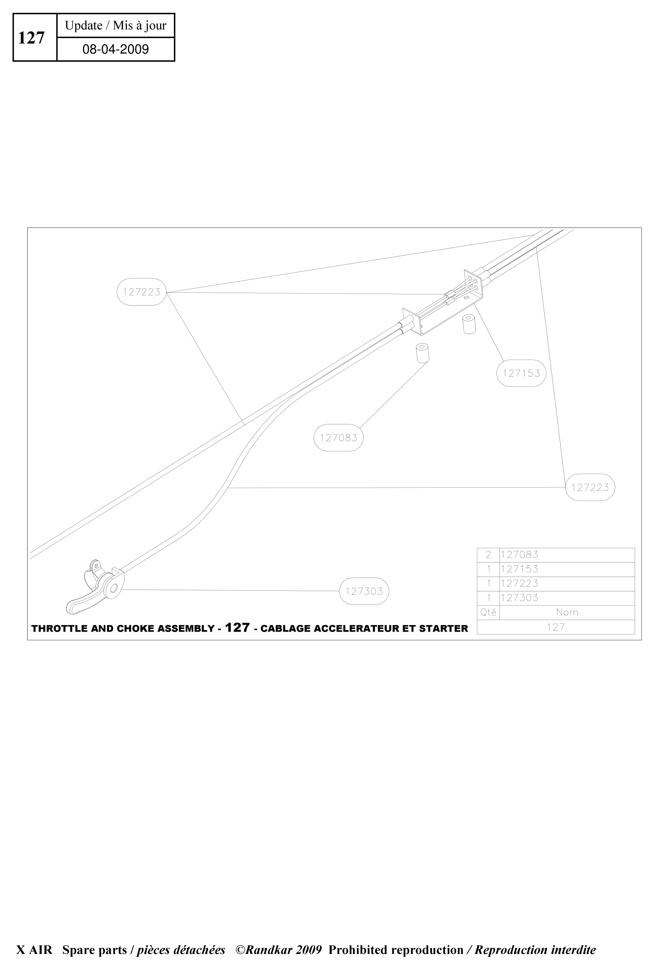 Throttle and choke assembly – X-Air parts diagram