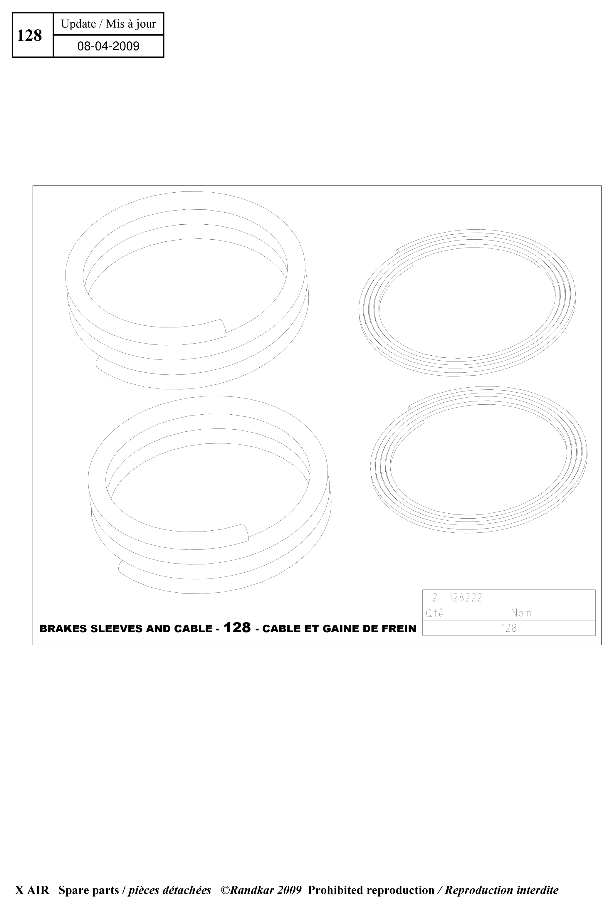 Brakes cables and sleeves – X-Air parts diagram