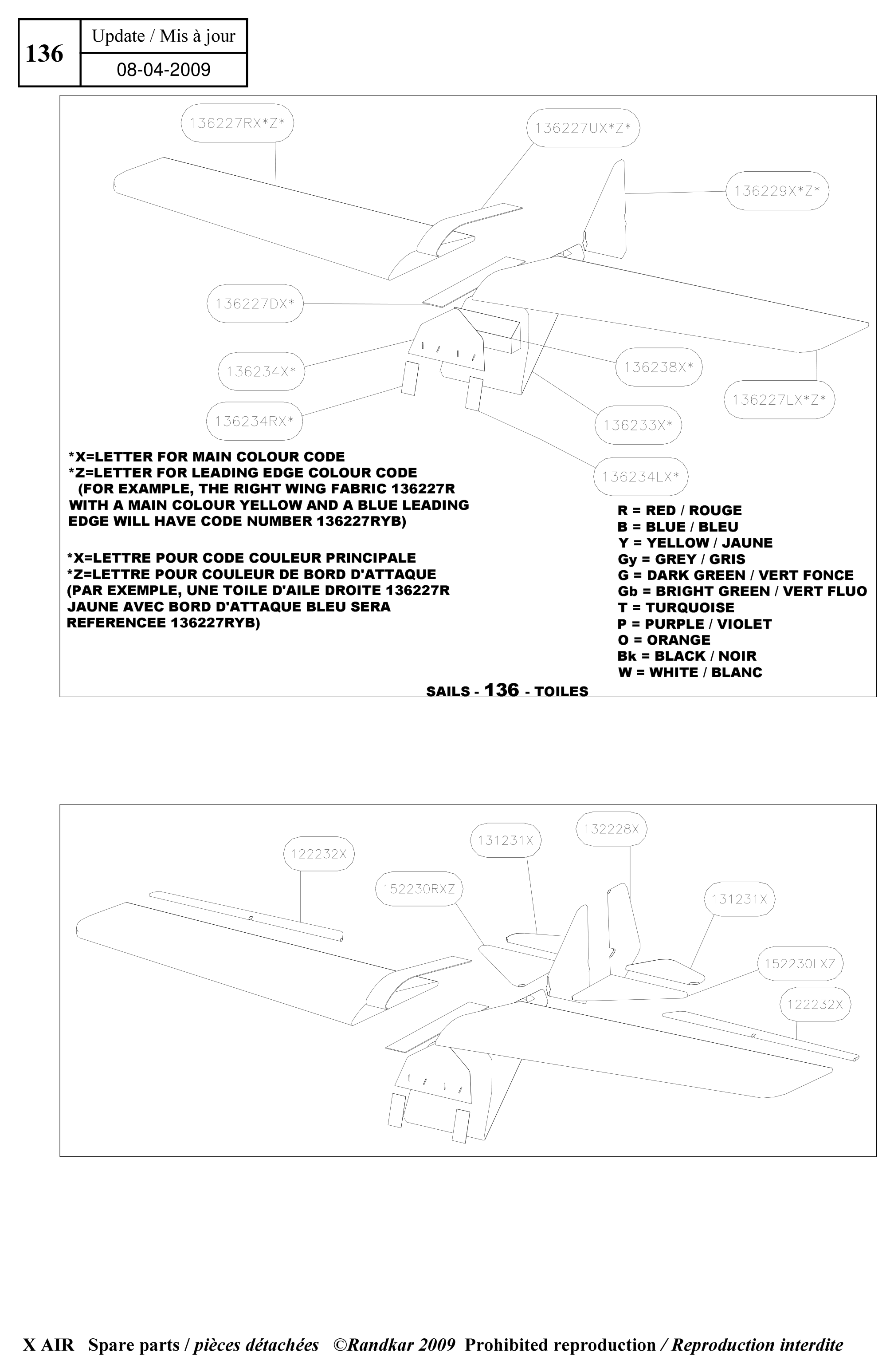 Sails – X-Air parts diagram