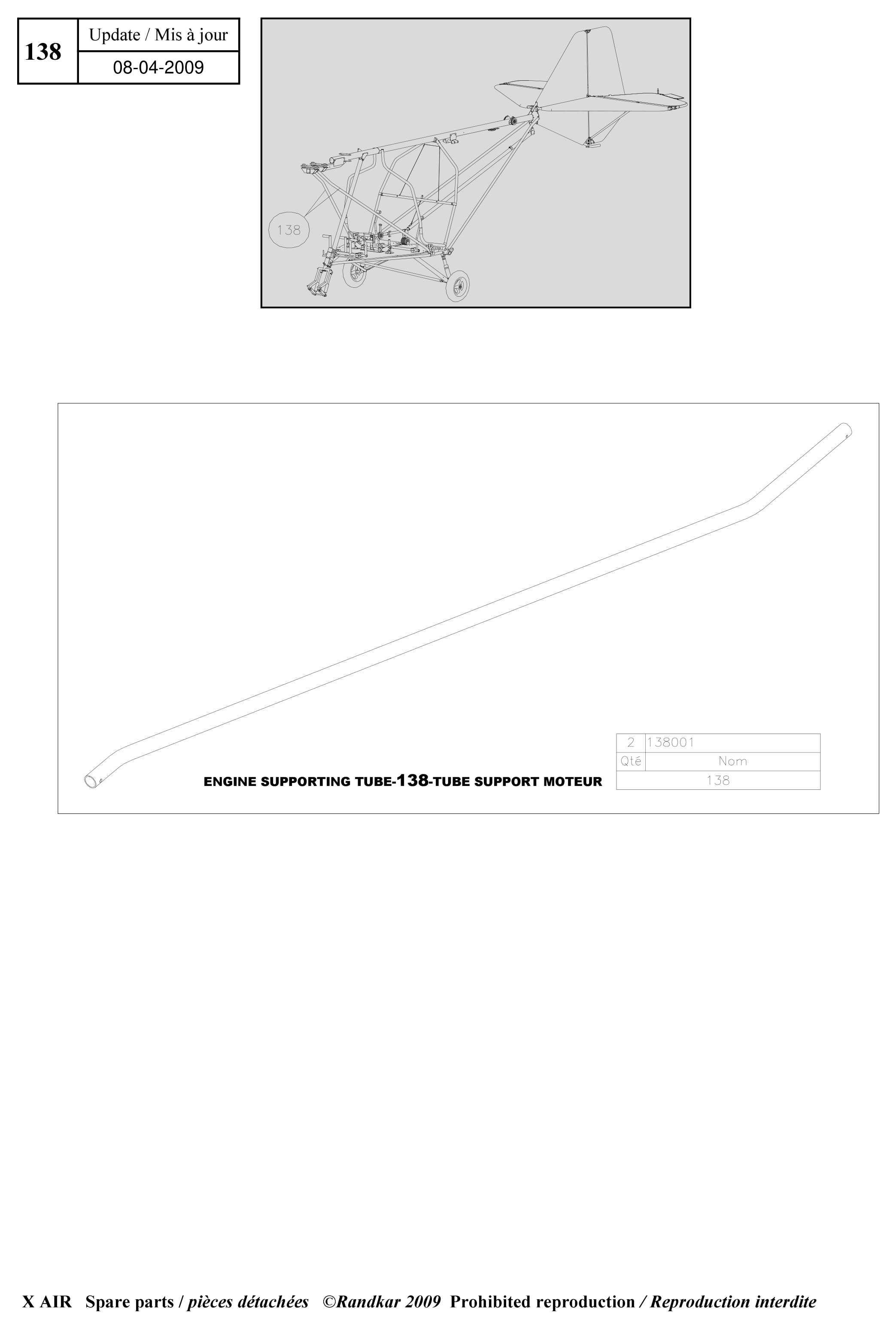 Engine supporting tubes – X-Air parts diagram