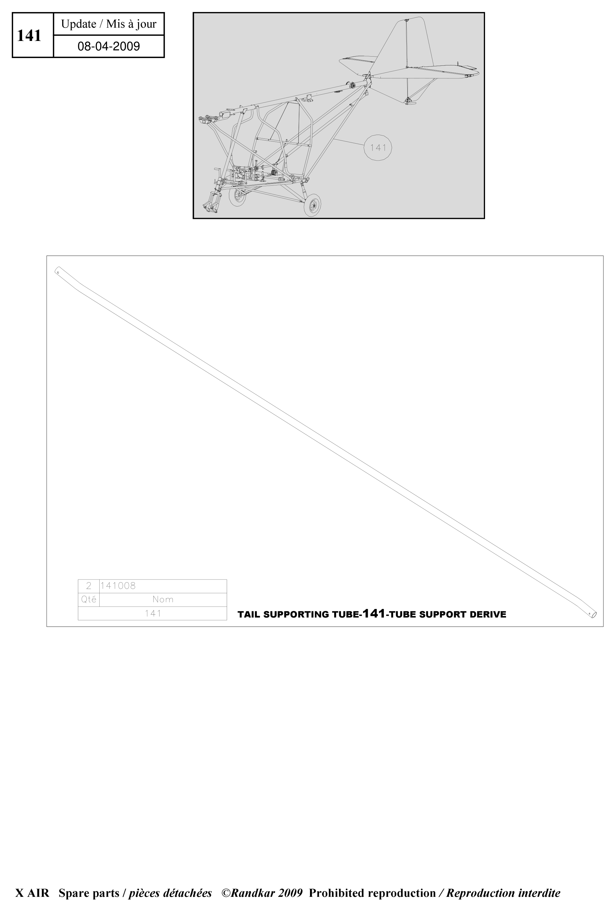 Tail supporting tubes – X-Air parts diagram
