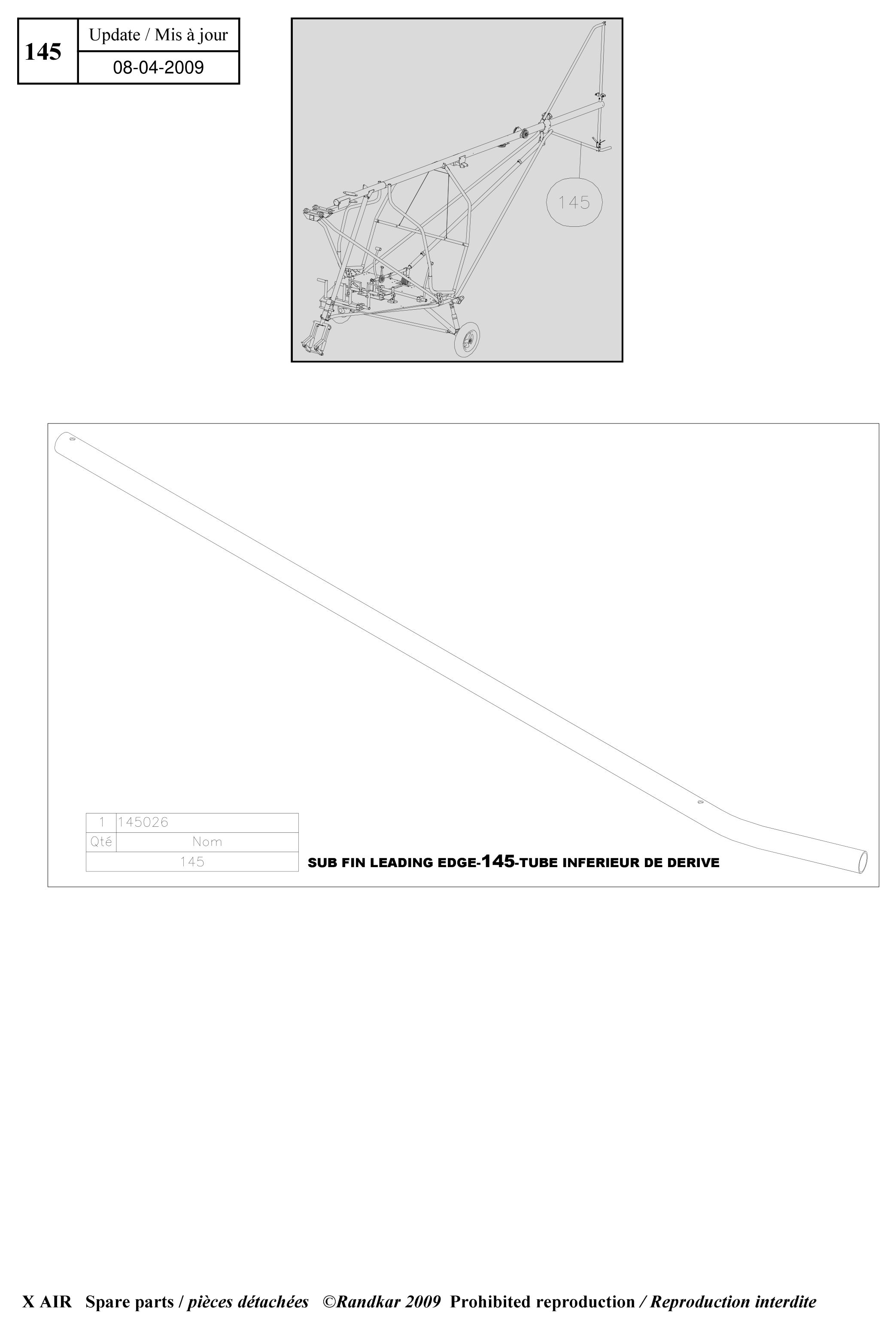 Sub fin leading edge – X-Air parts diagram