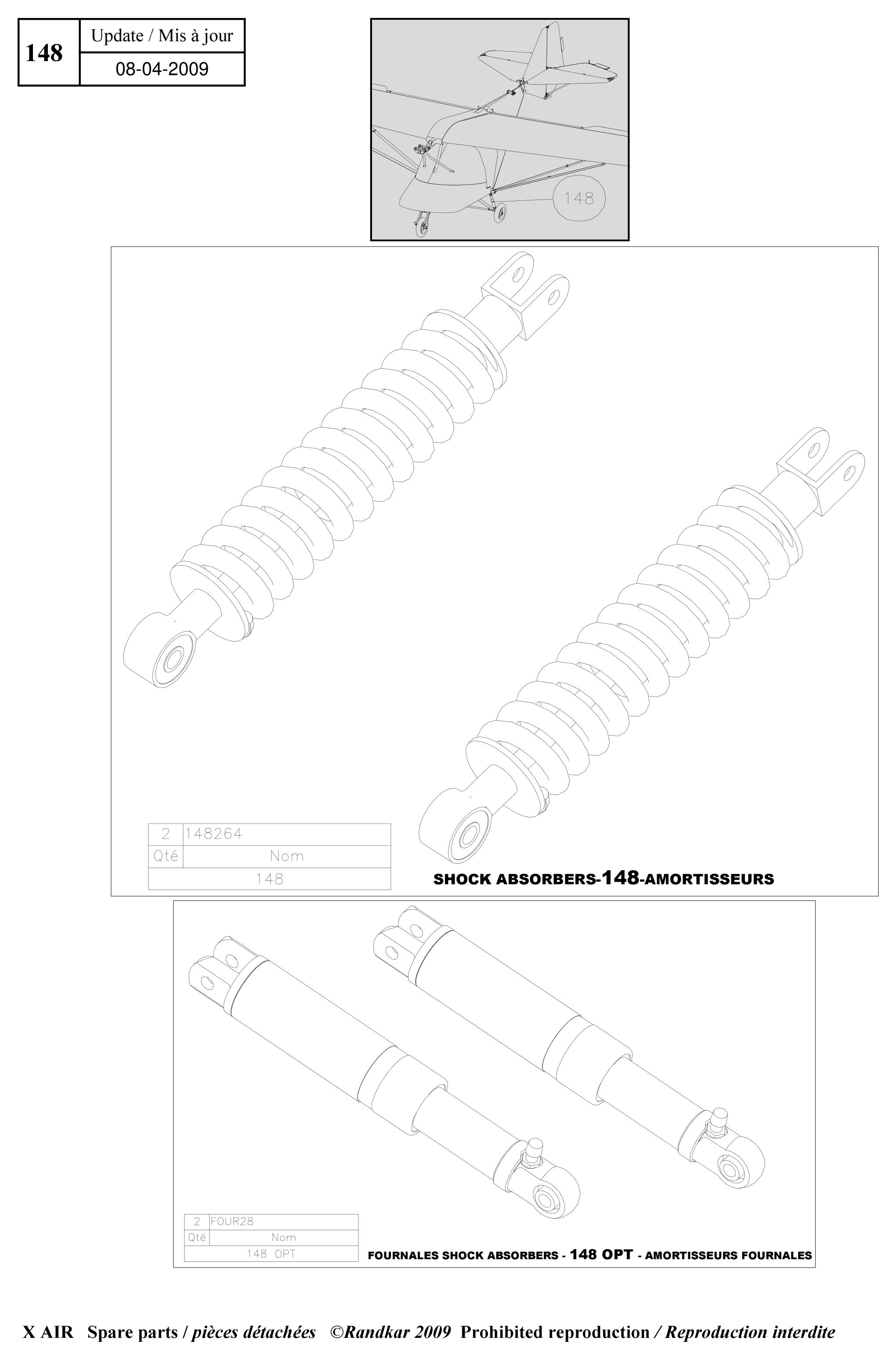 Shock absorbers – X-Air parts diagram