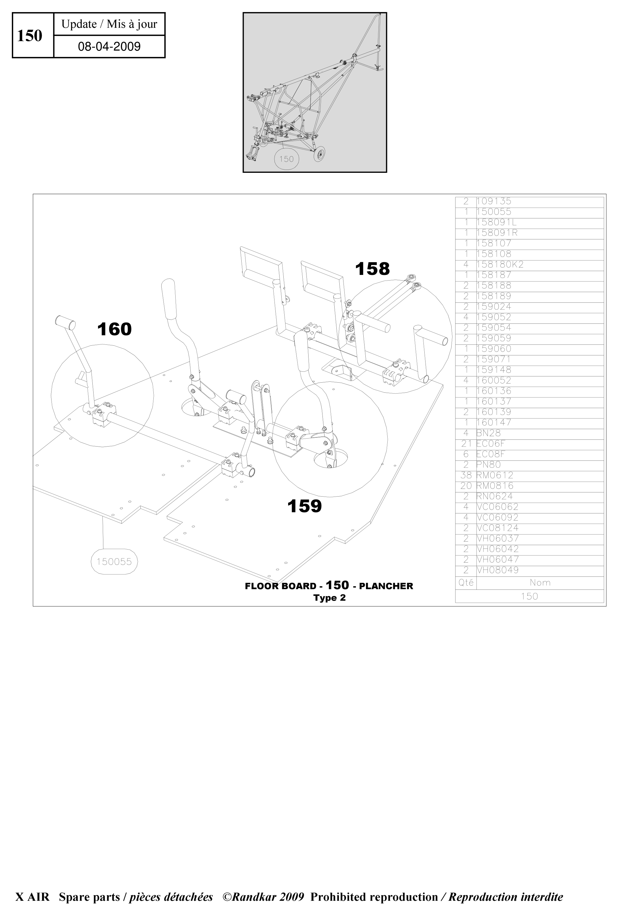 Floor board – X-Air parts diagram