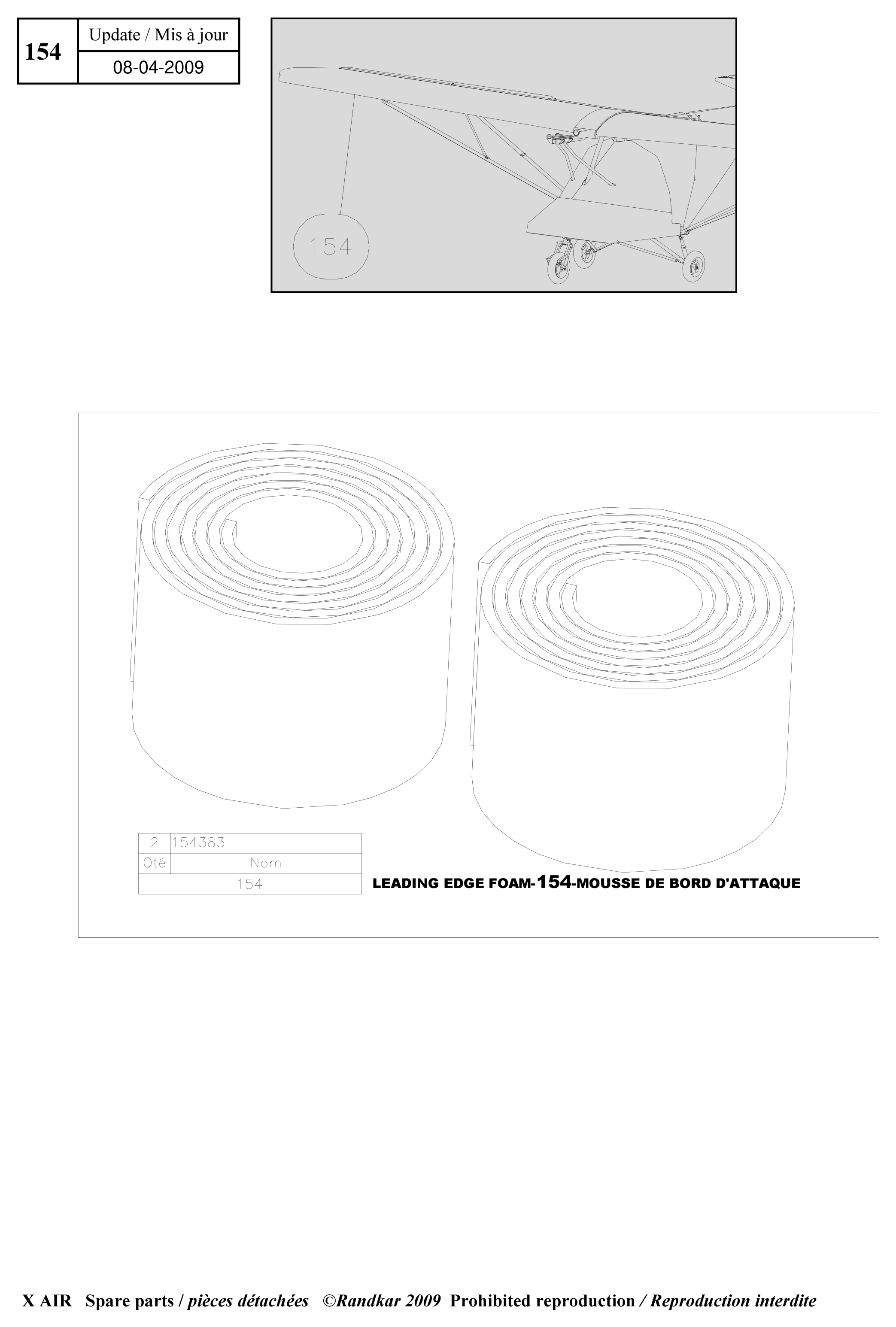 Leading edge foam – X-Air parts diagram