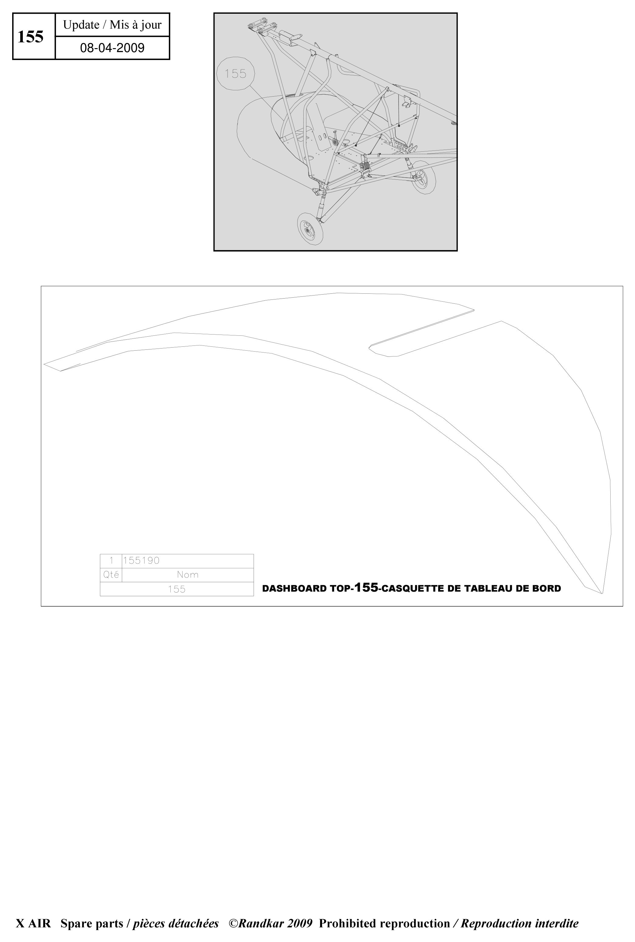 Dashboard top – X-Air parts diagram