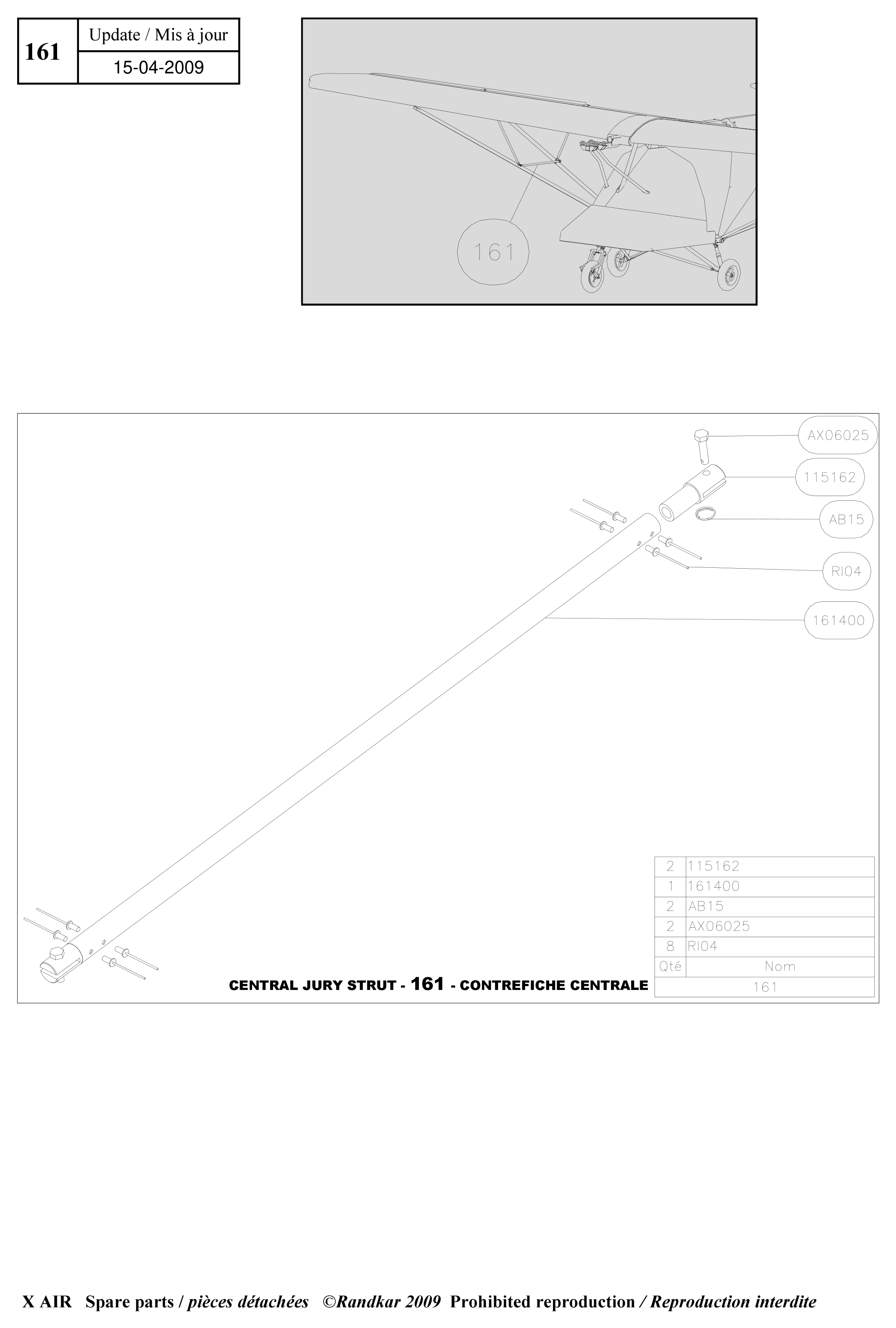 Central jury struts – X-Air parts diagram