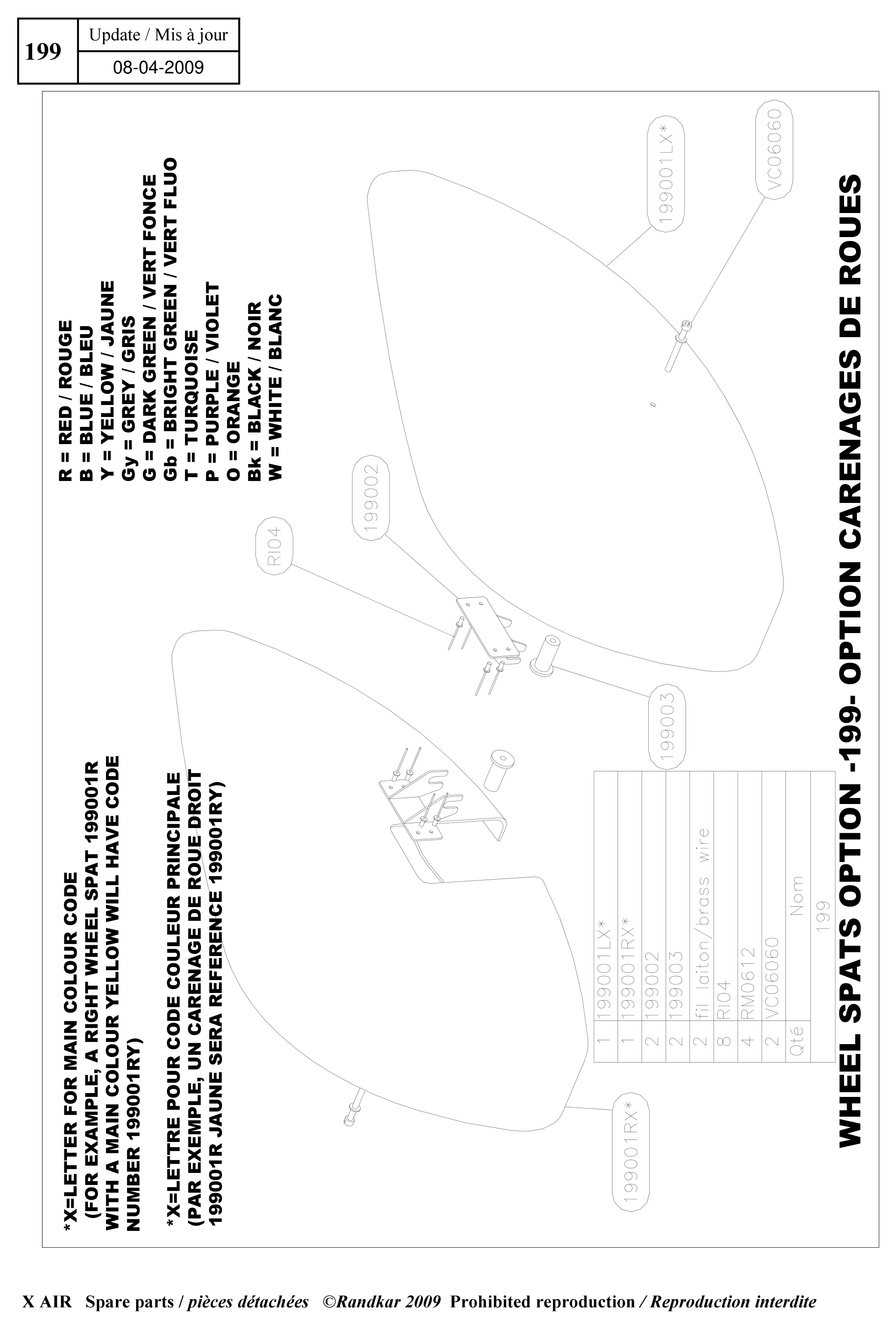 Wheel spats option – X-Air parts diagram