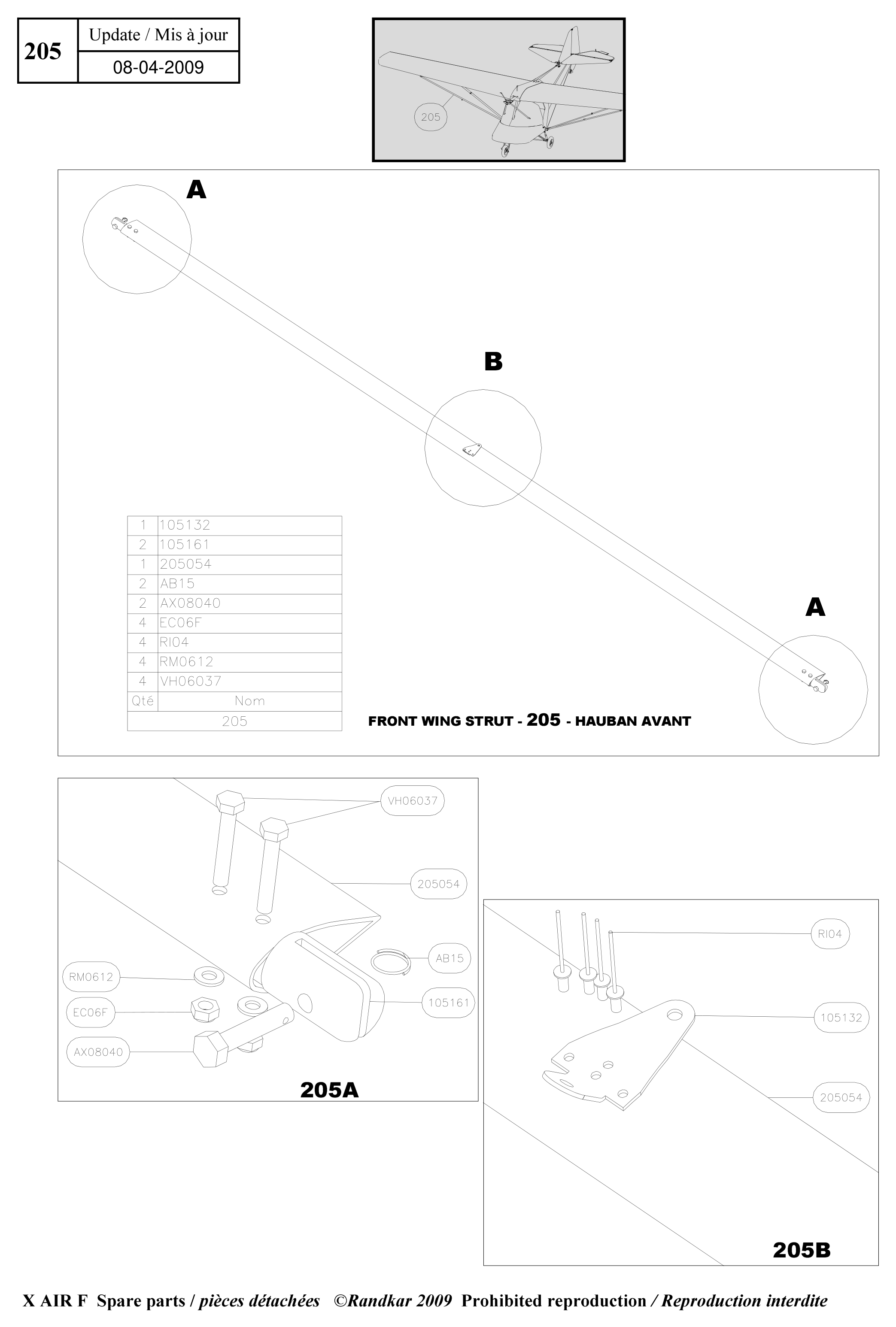 Front wing strut – X-Air F Gumnam parts diagram