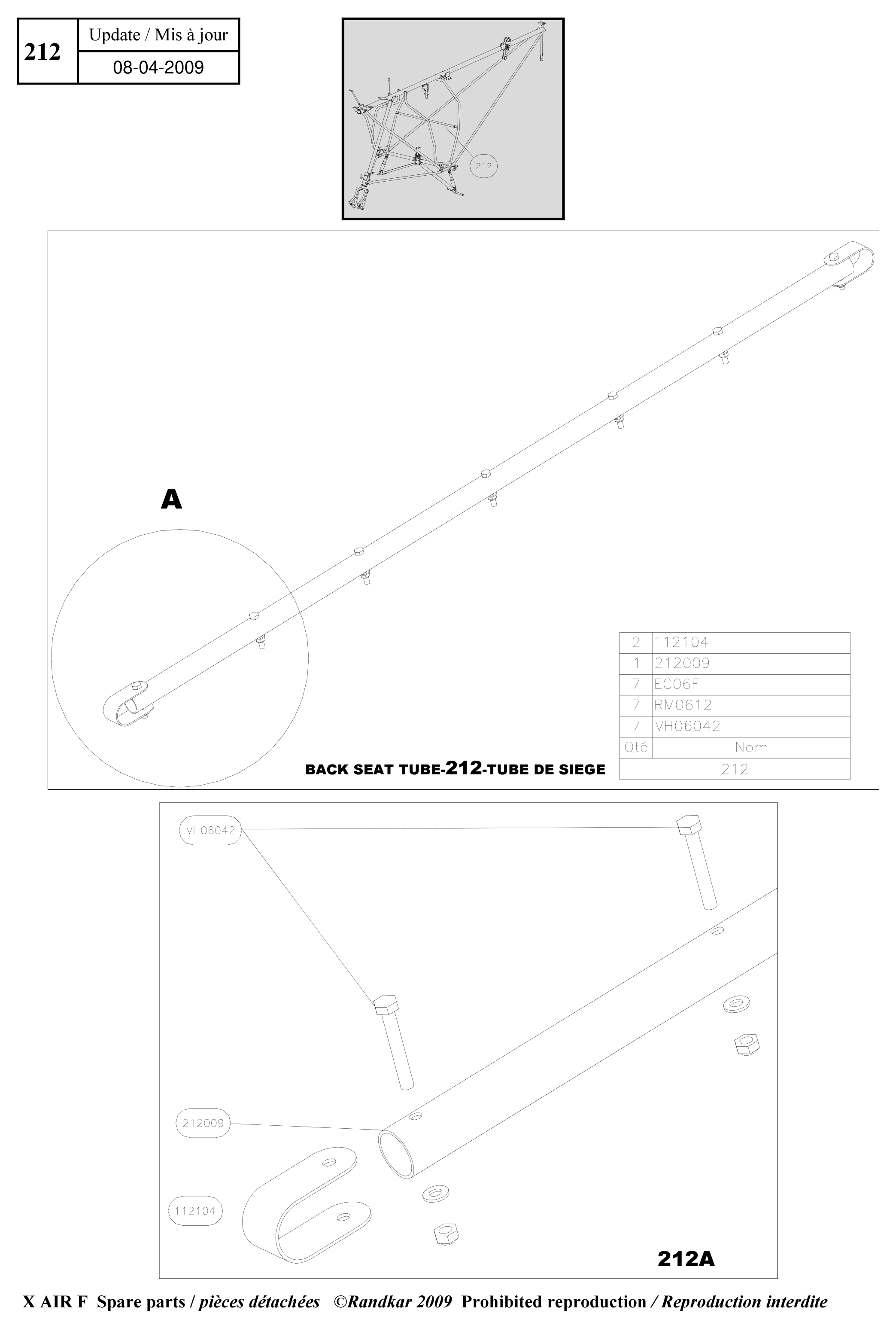 Seat tube – X-Air F Gumnam parts diagram
