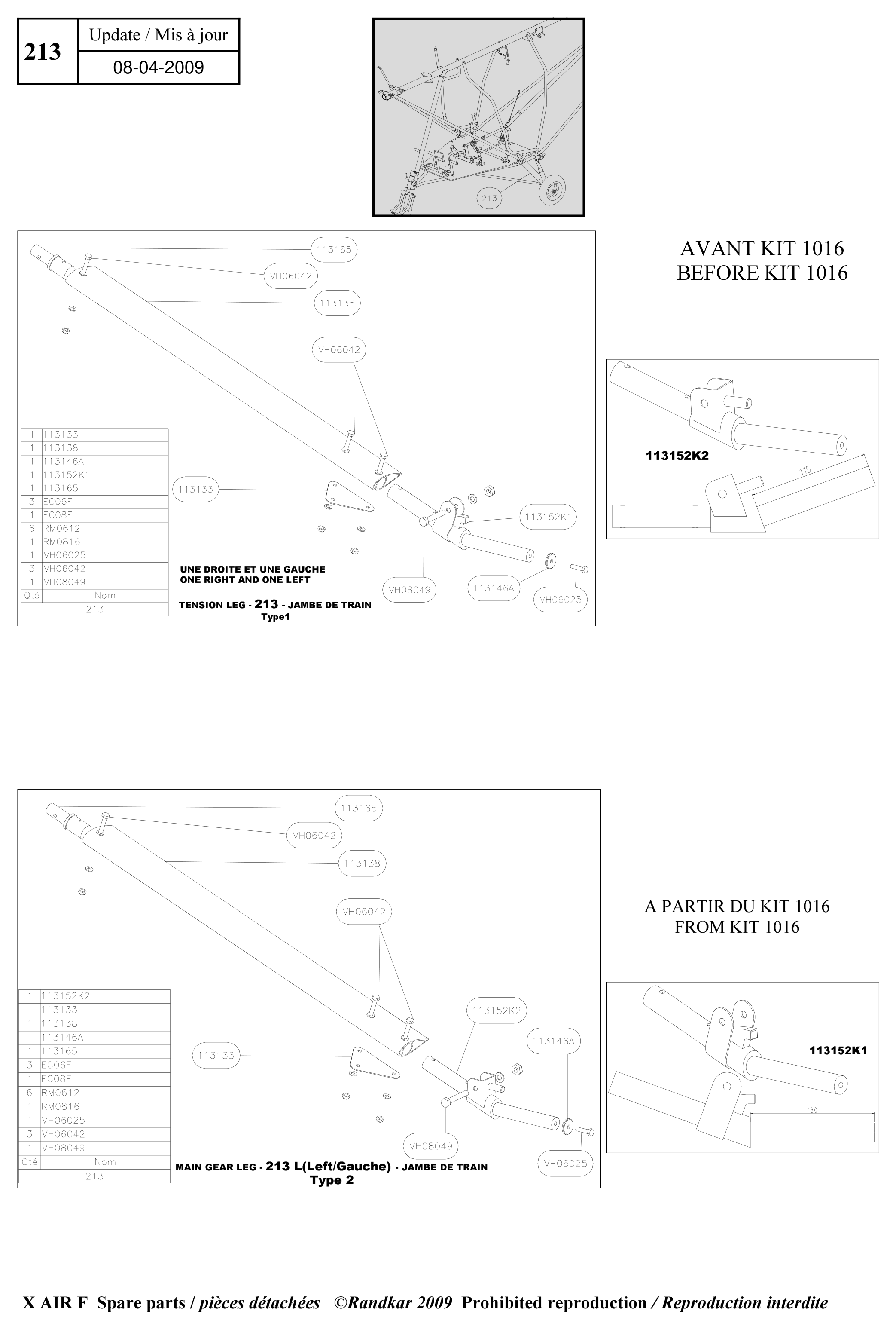 Main gear leg – X-Air F Gumnam parts diagram