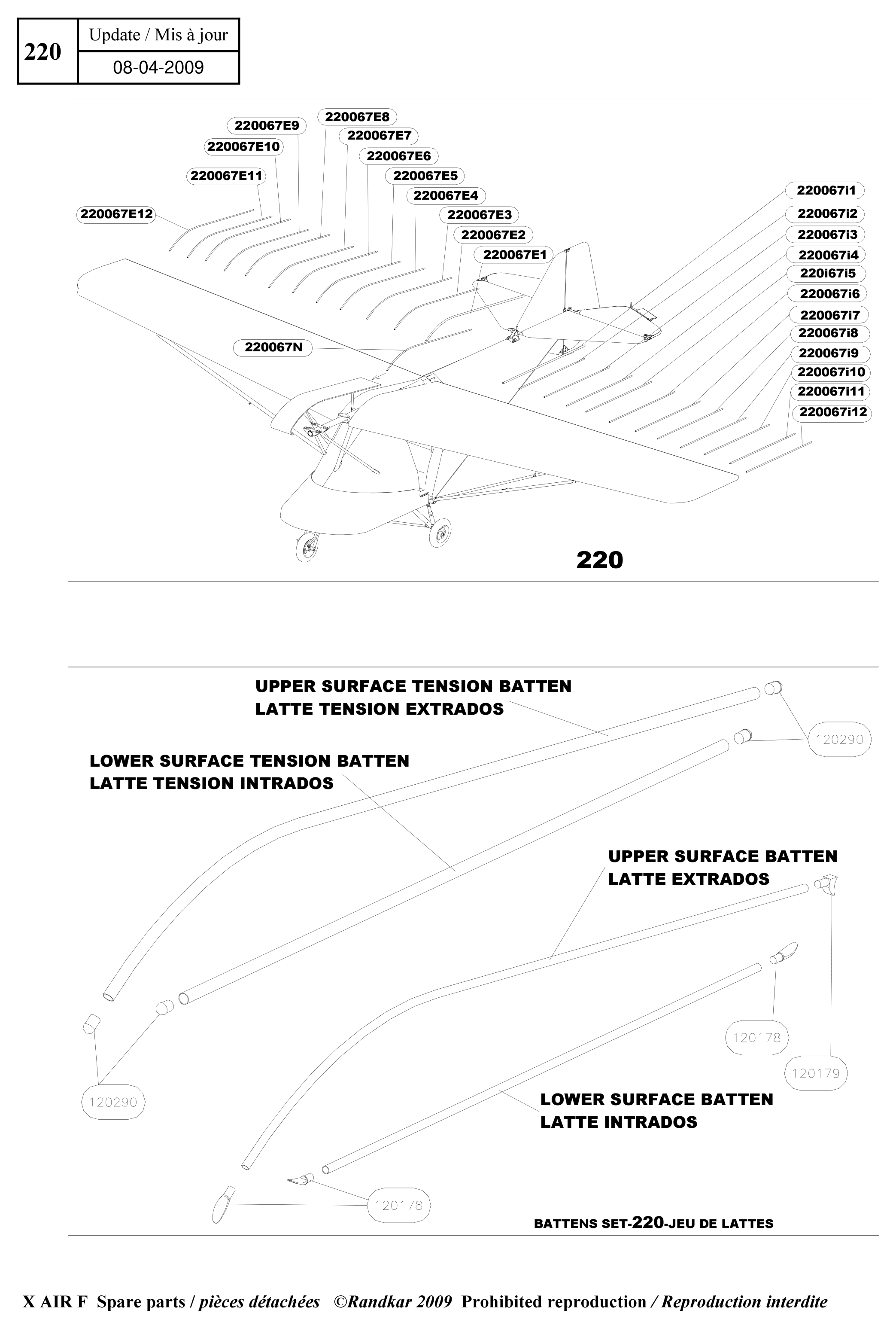 Battens – X-Air F Gumnam parts diagram