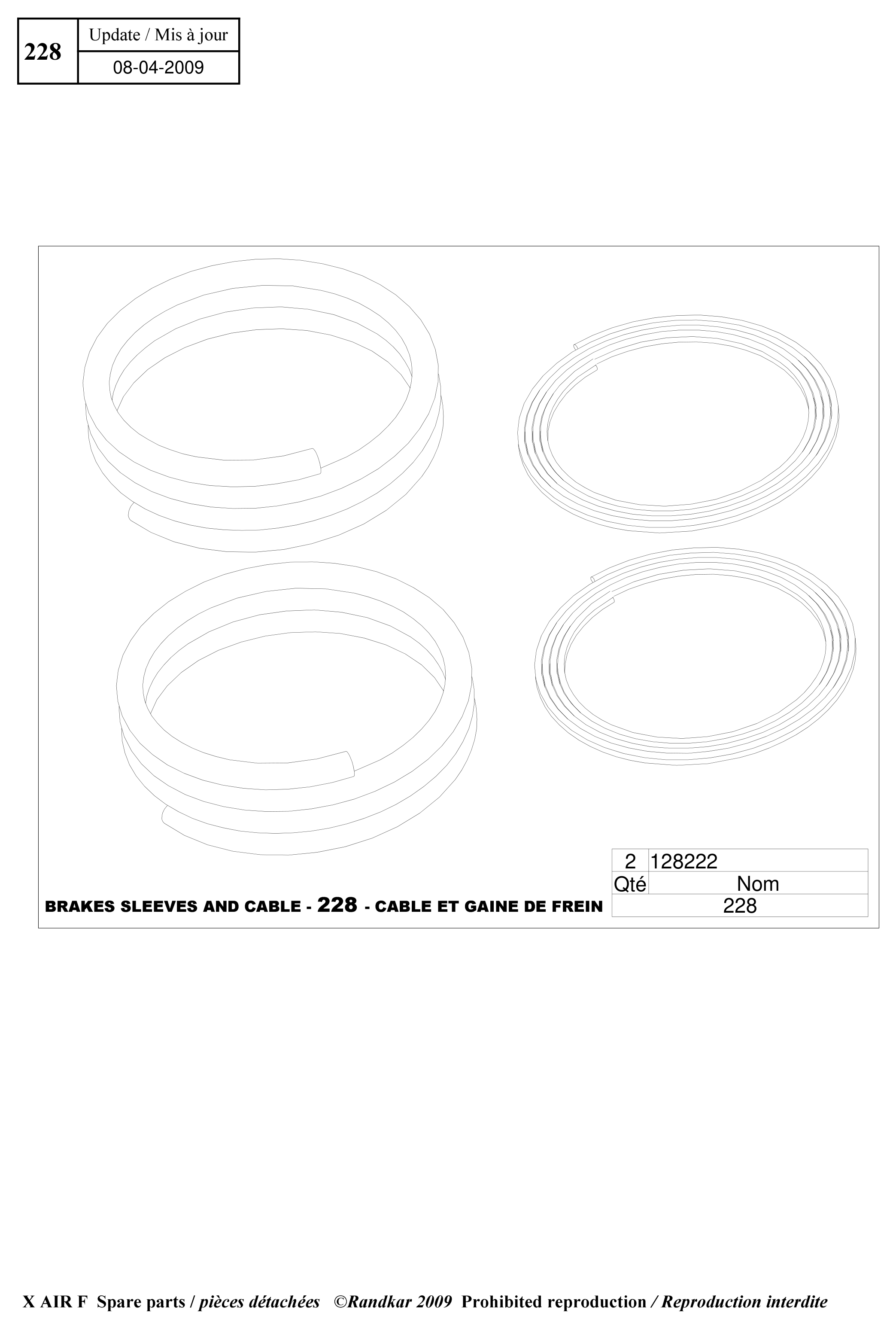 Brakes cables and sleeves – X-Air F Gumnam parts diagram