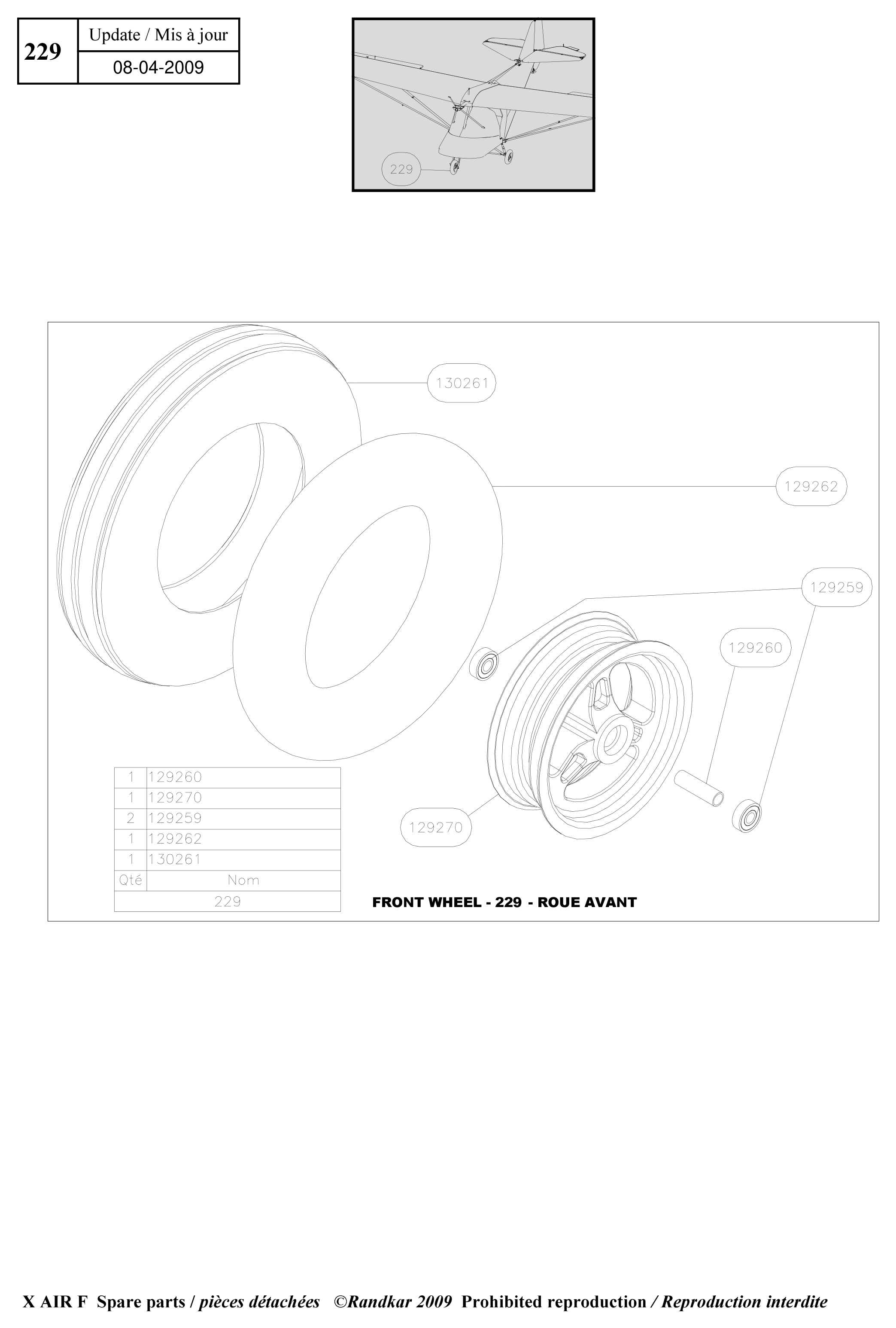 Front wheel – X-Air F Gumnam parts diagram