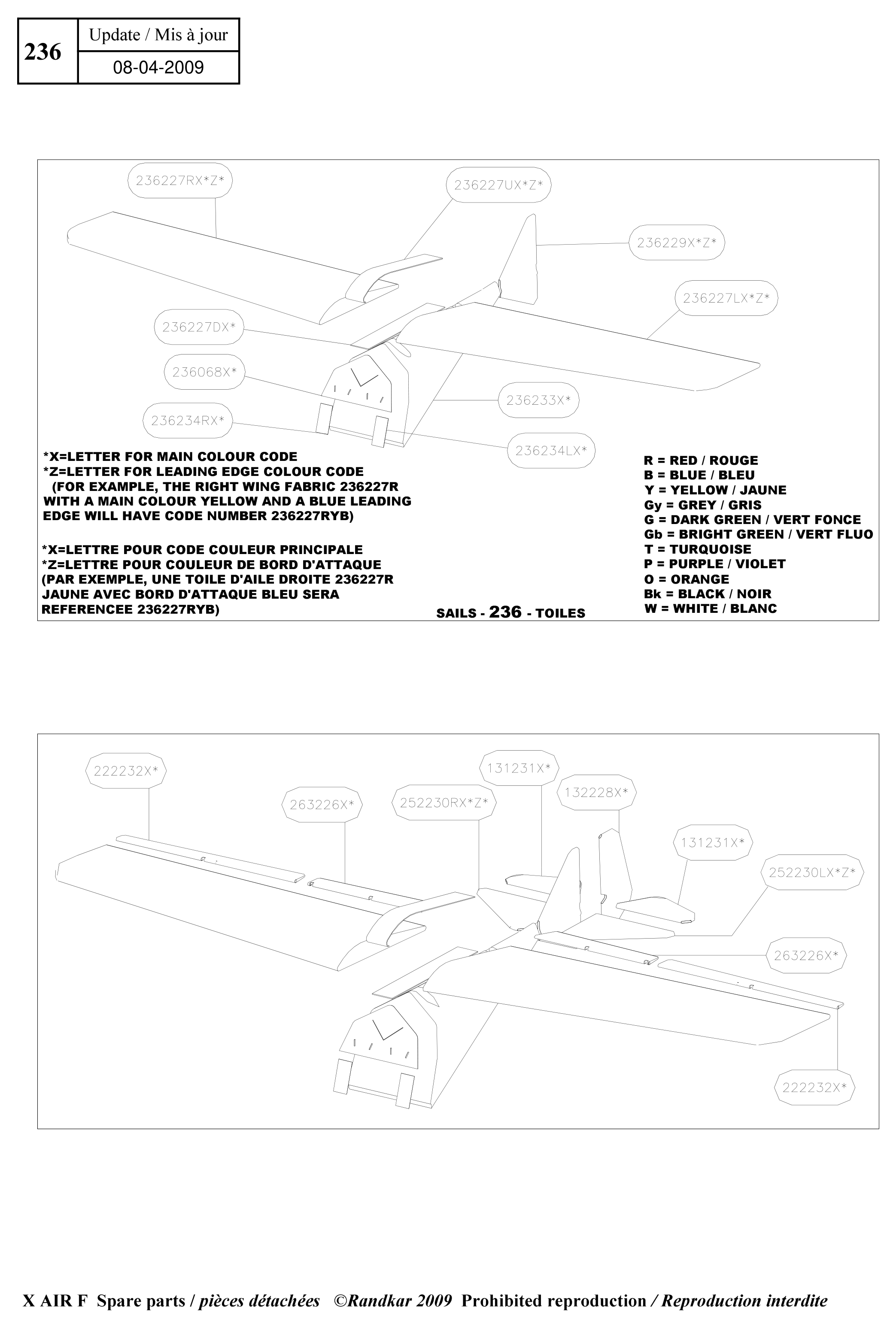Sails – X-Air F Gumnam parts diagram