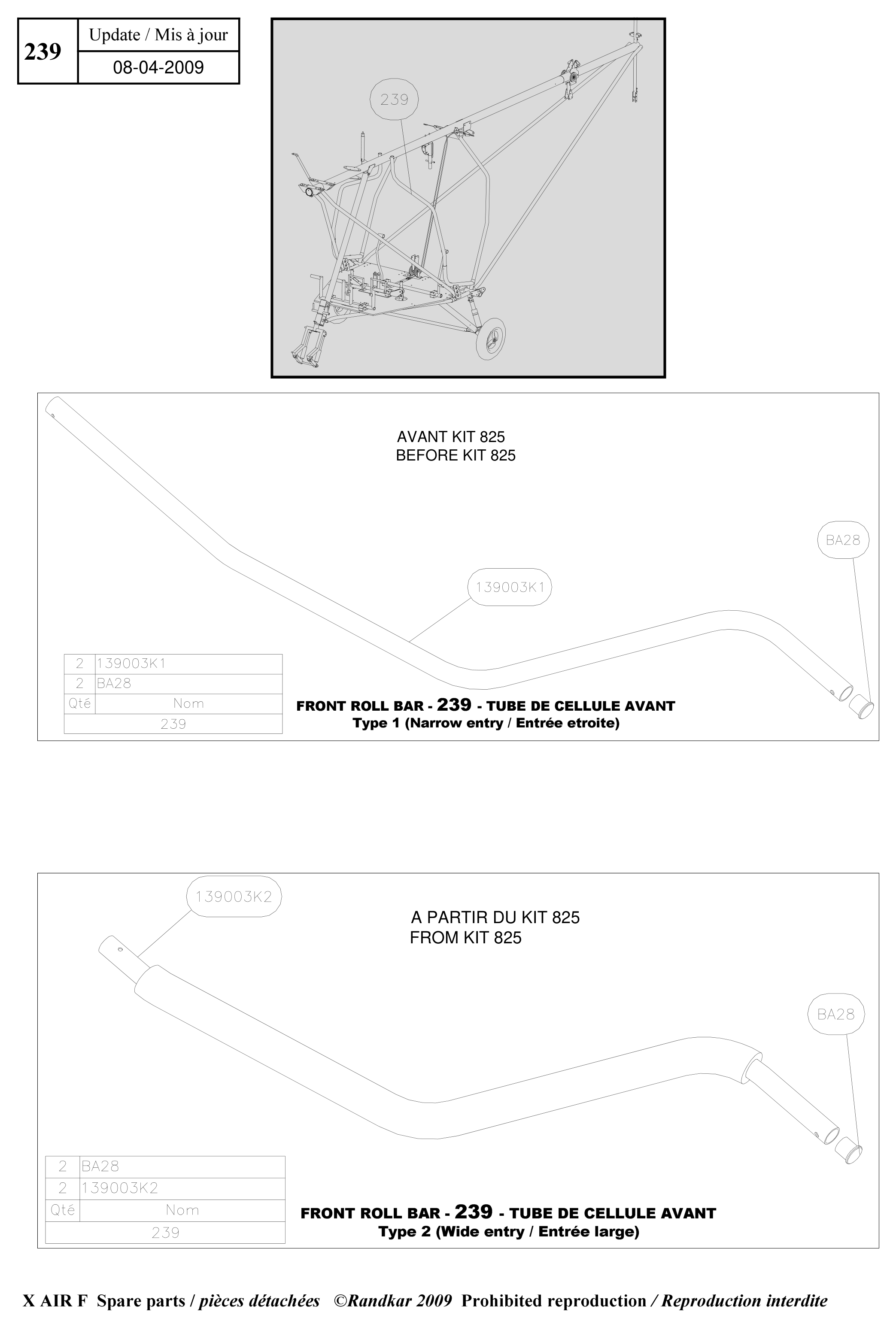Front roll bar – X-Air F Gumnam parts diagram