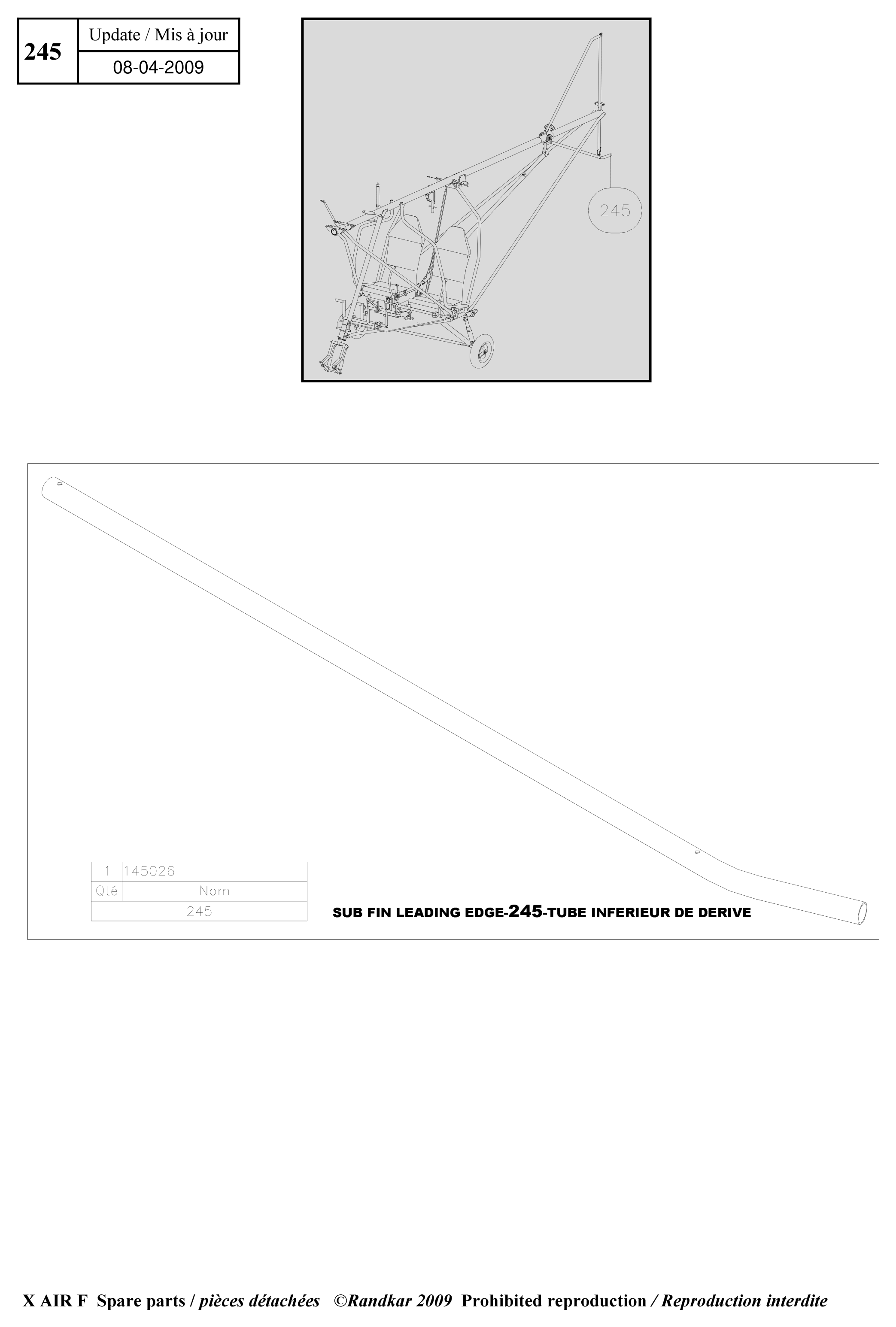 Sub fin leading edge – X-Air F Gumnam parts diagram