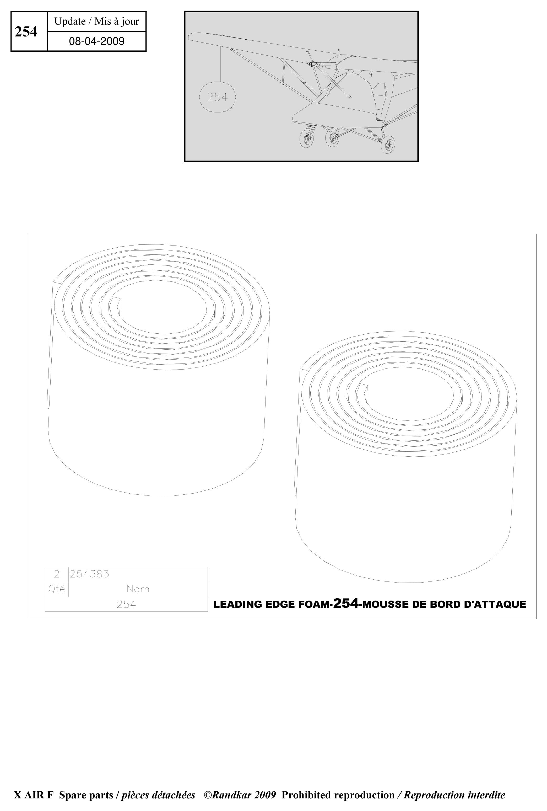 Leading edge foam – X-Air F Gumnam parts diagram