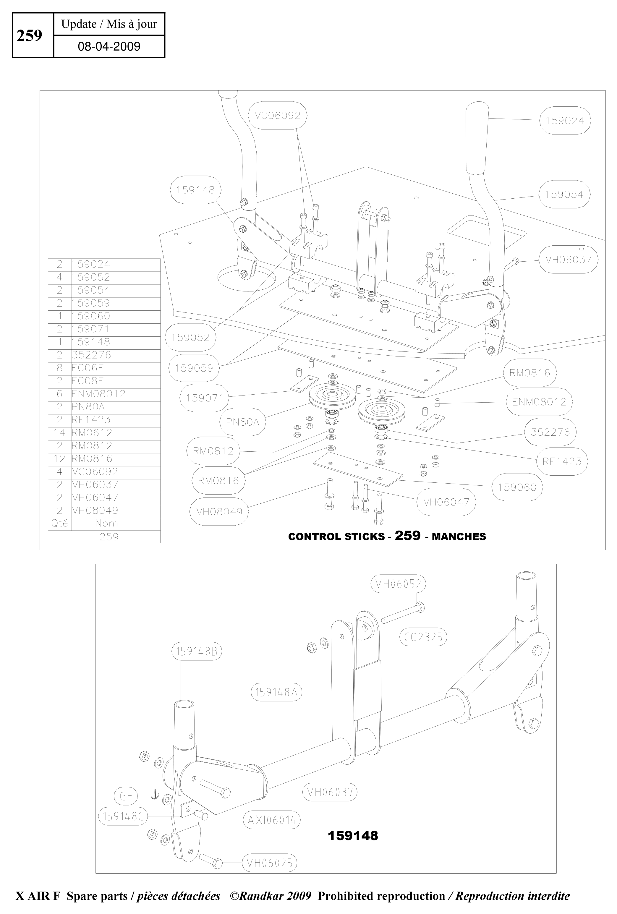 Control sticks – X-Air F Gumnam parts diagram