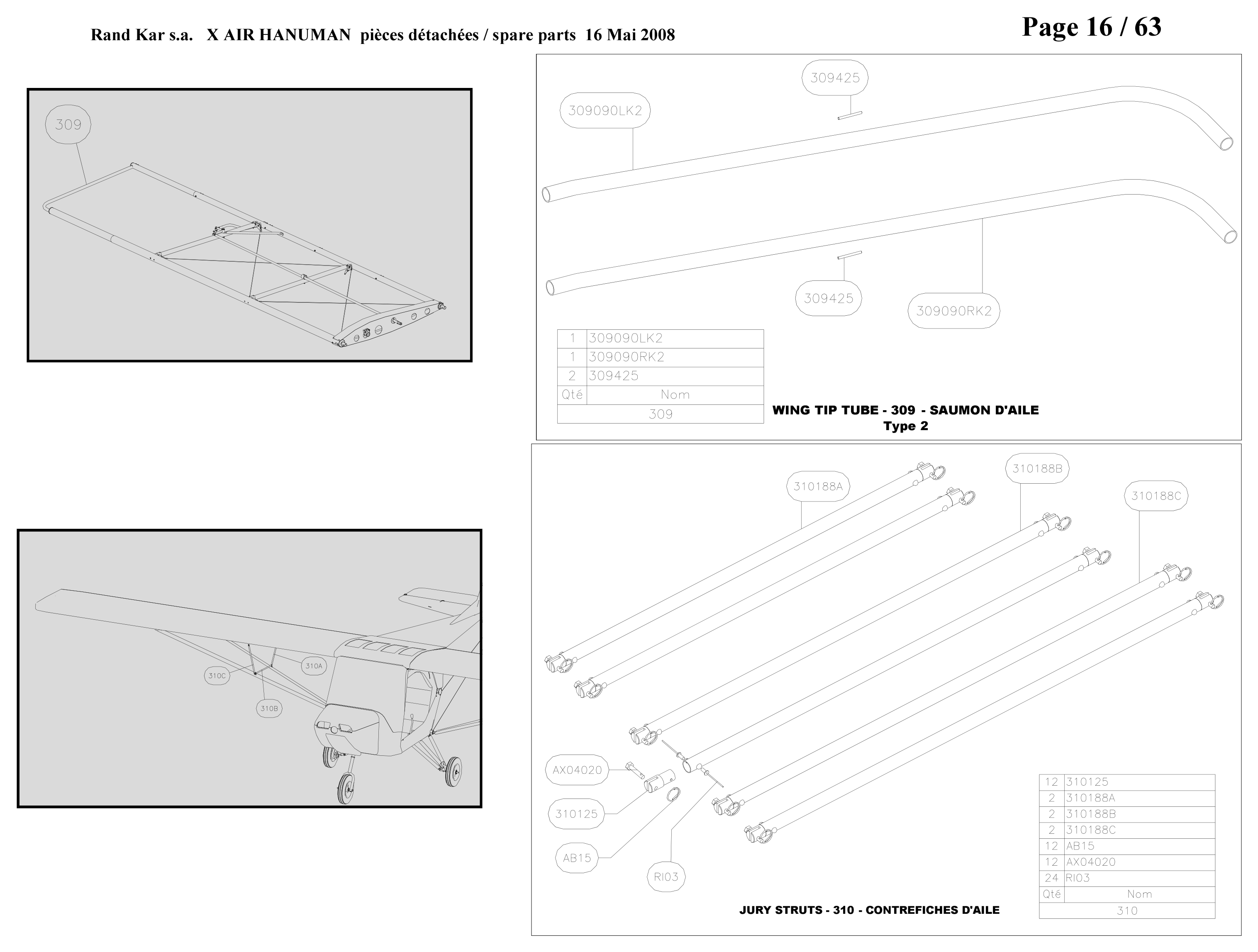 Wing tip tube – Hanuman parts diagram