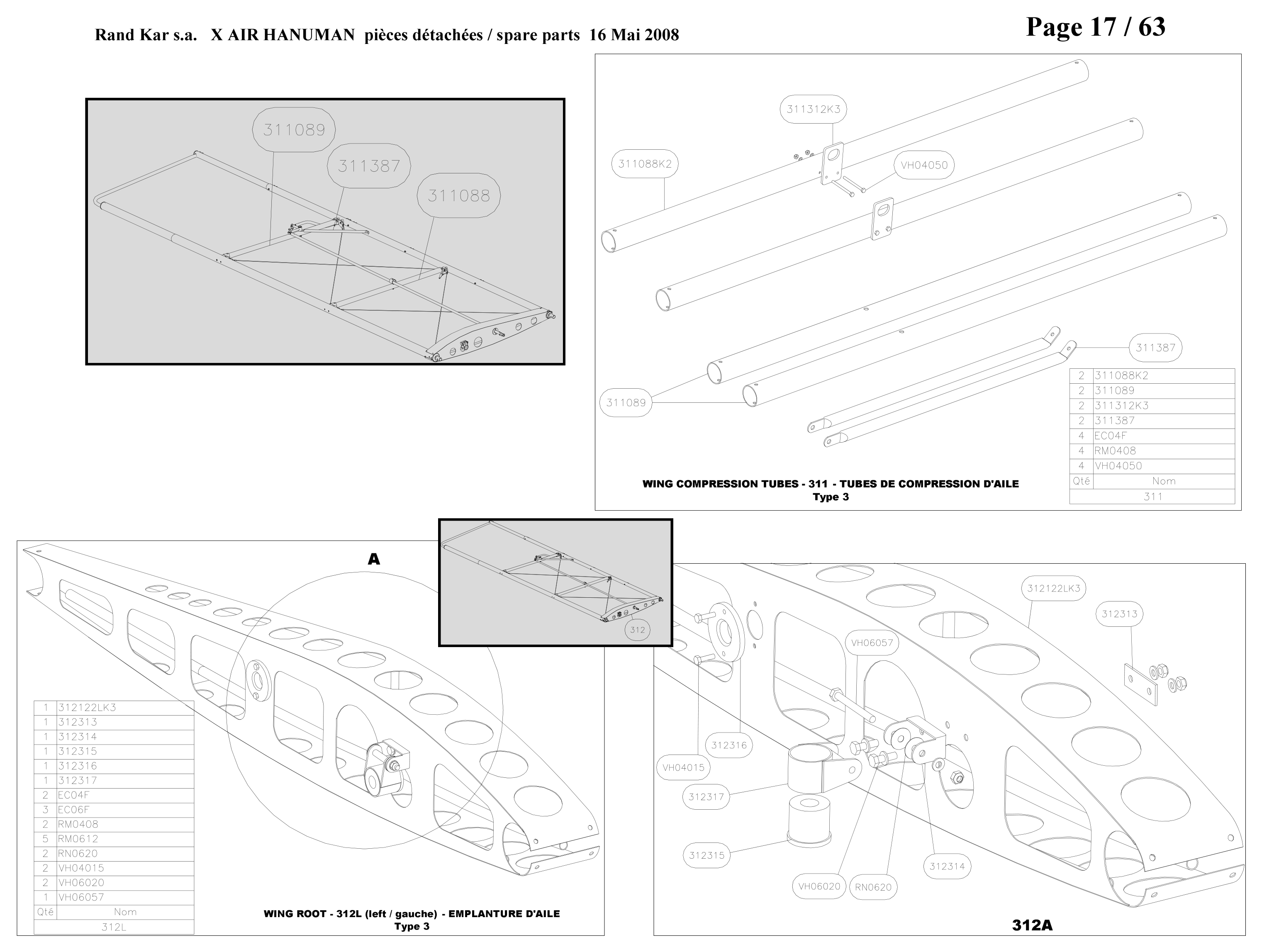 Wing compression tubes – Hanuman parts diagram