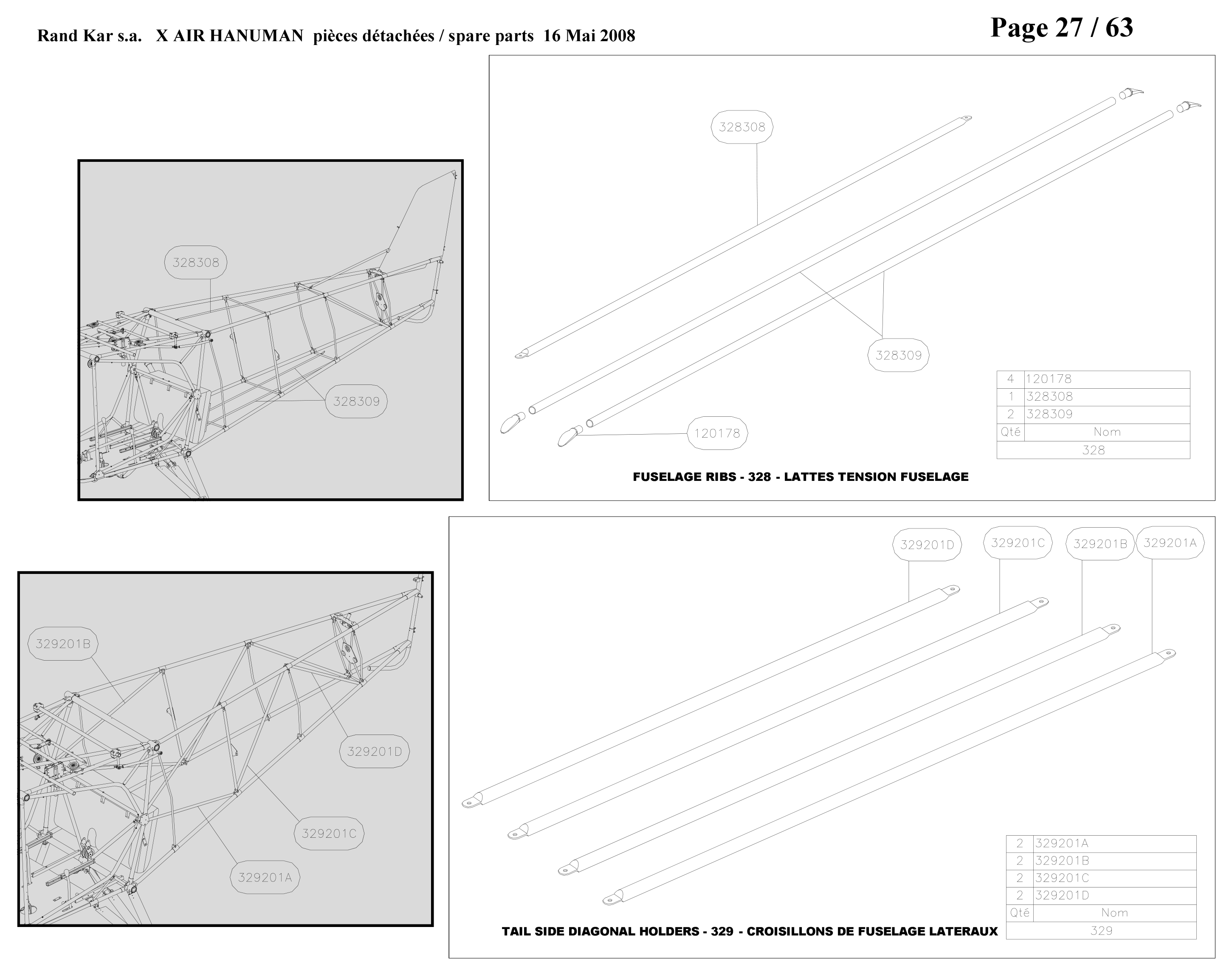 Fuselage longitudinal tension ribs – Hanuman parts diagram
