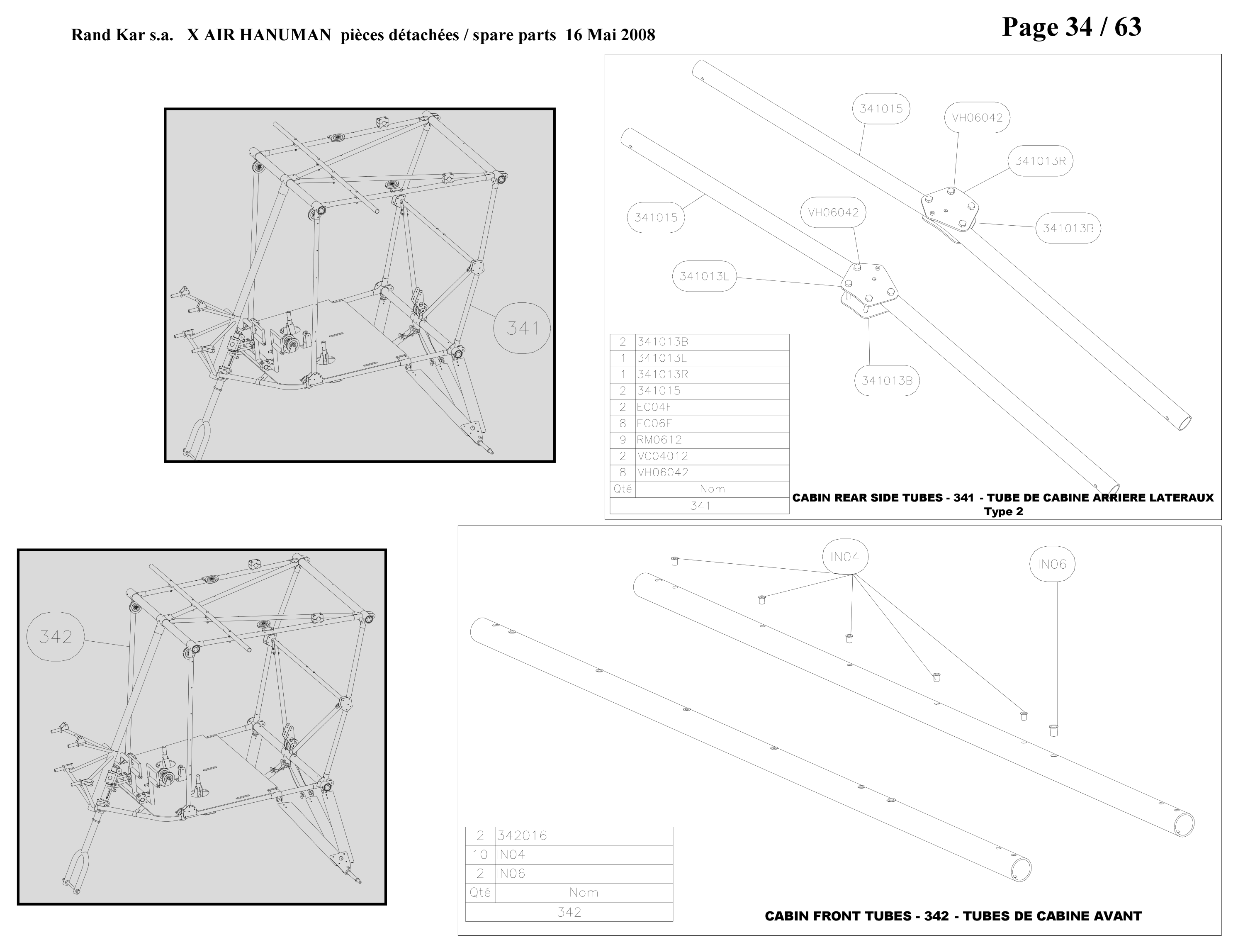 Cabin front tubes – Hanuman parts diagram