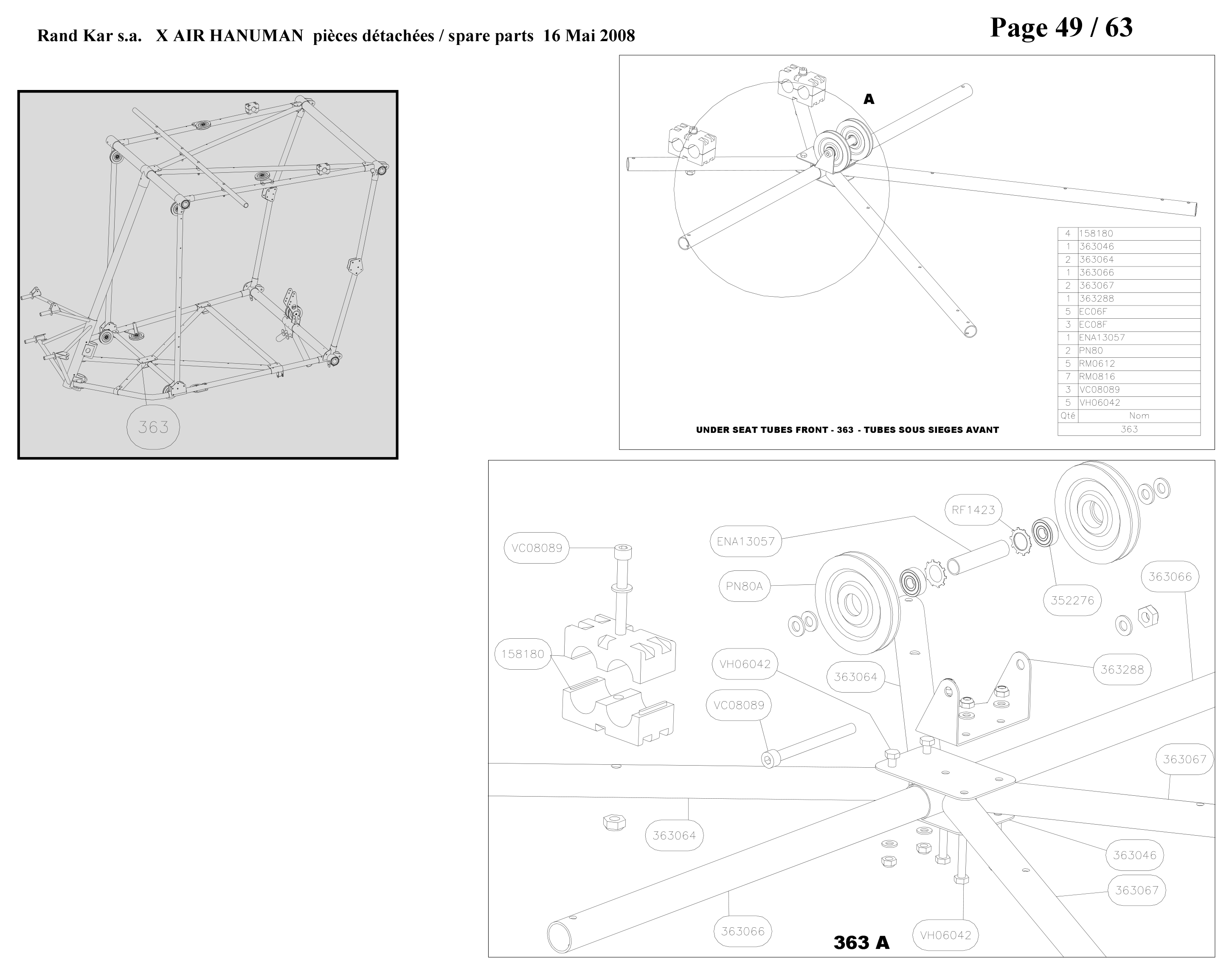 Under seat tubes front – Hanuman parts diagram