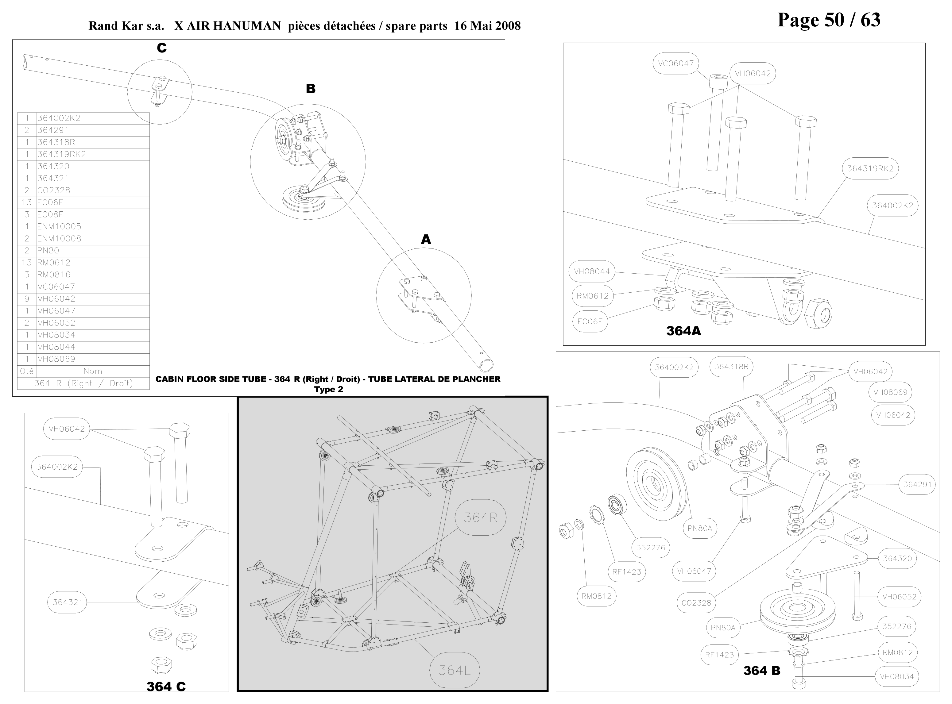 Cabin floor side tube – Hanuman parts diagram