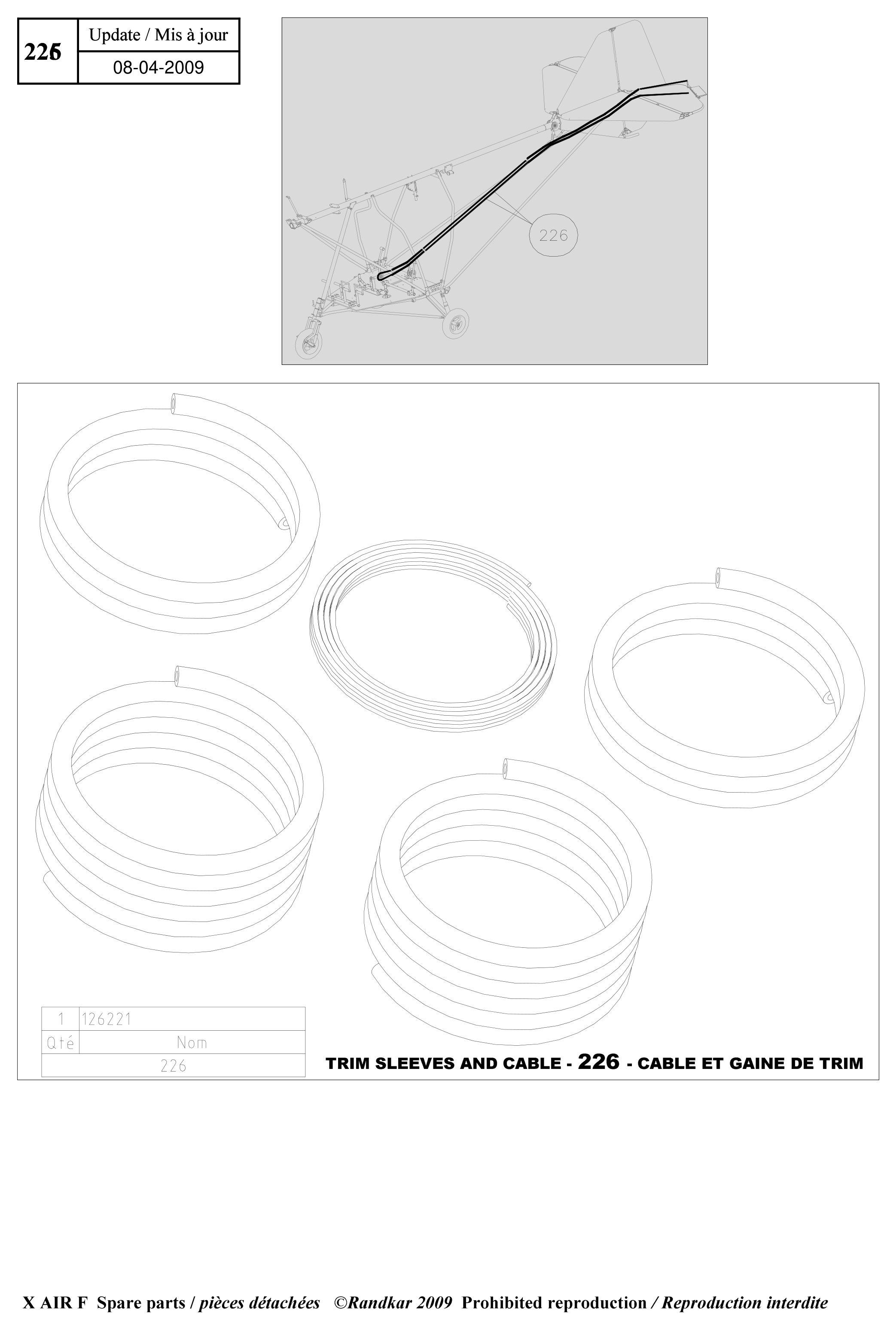 126221 – Trim sleeves and cables (X-Air F Gumnam) spare part diagram