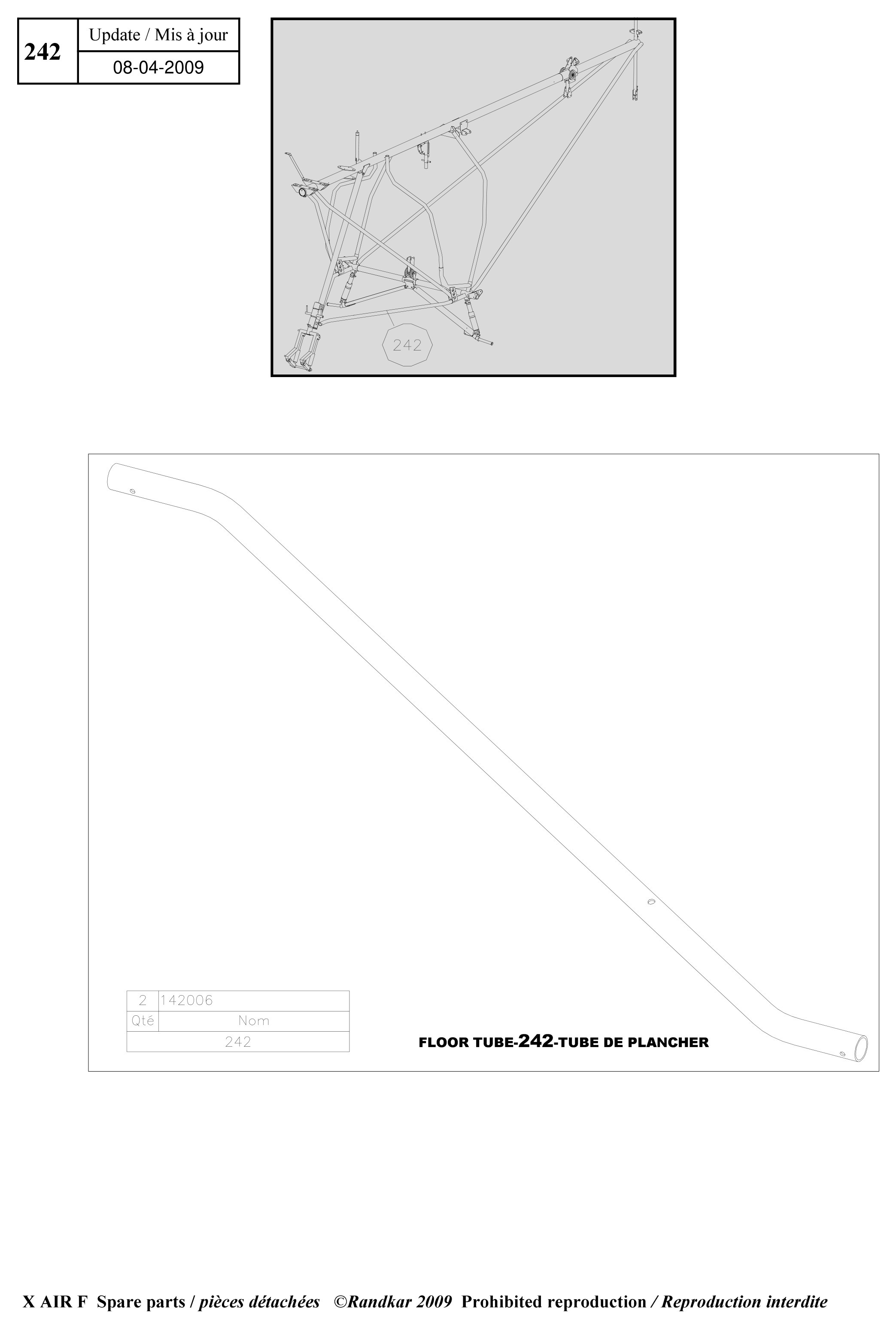 142006 – Floor tubes (X-Air F Gumnam) spare part diagram