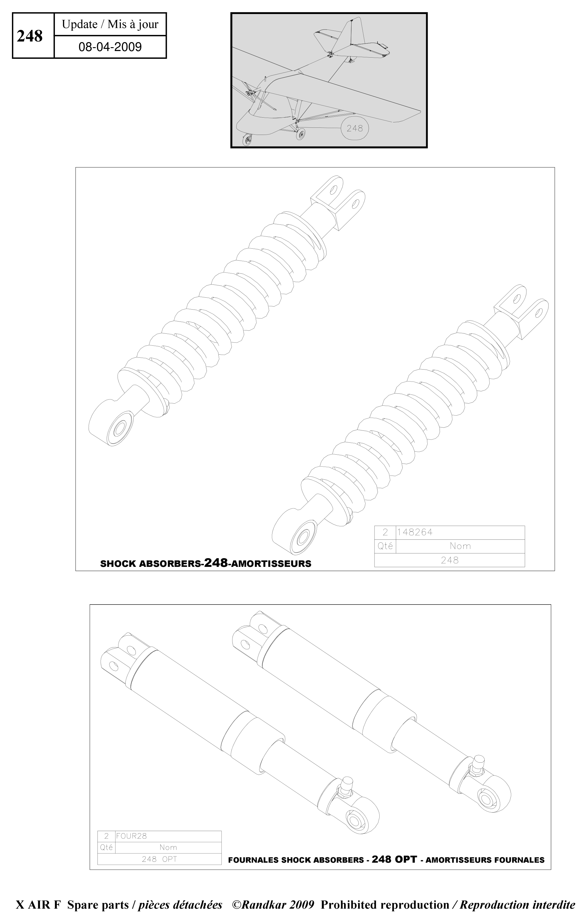 FOUR28 – Shock absorbers (X-Air F Gumnam) spare part diagram