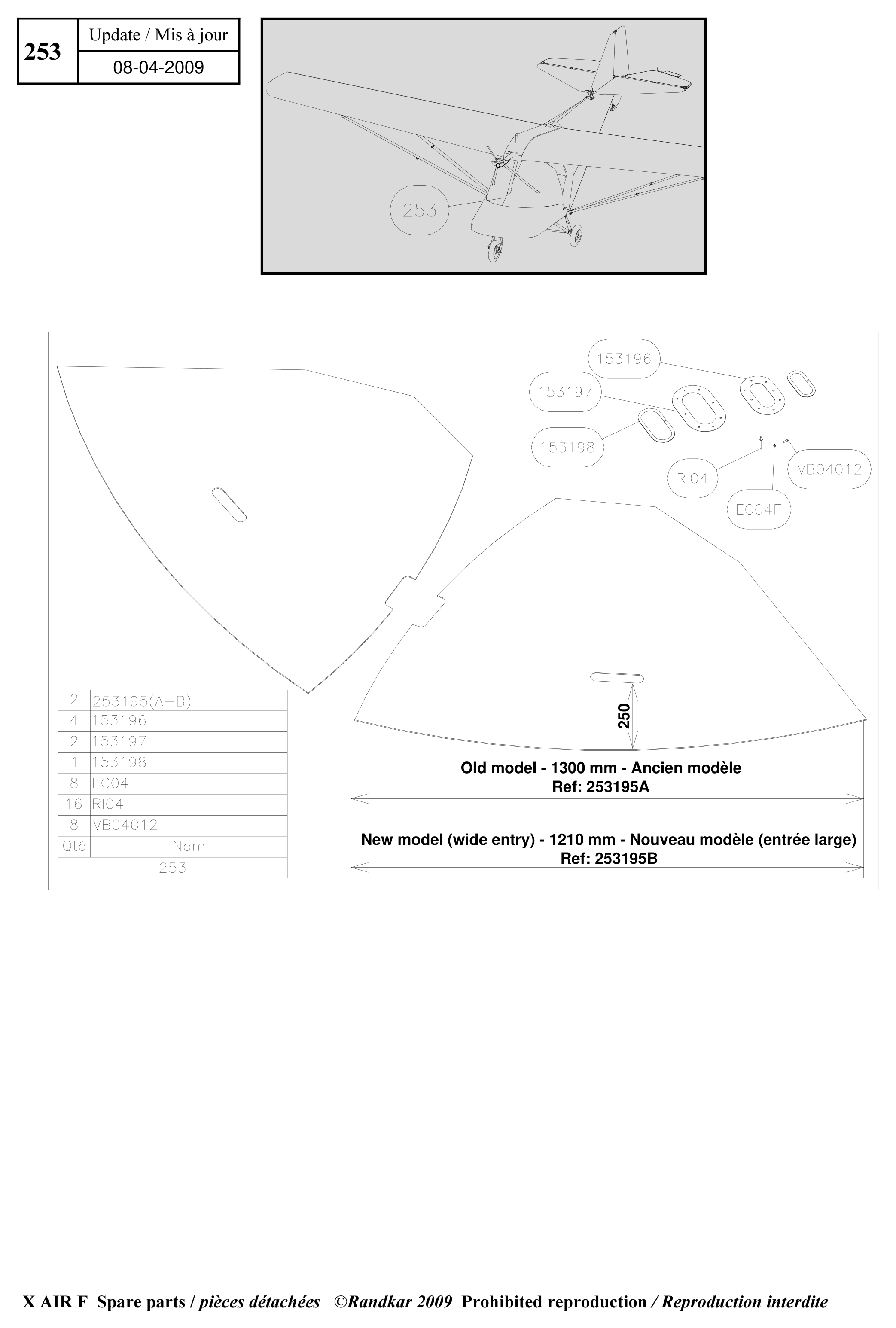 253195(A-B) – Windscreen (X-Air F Gumnam) spare part diagram