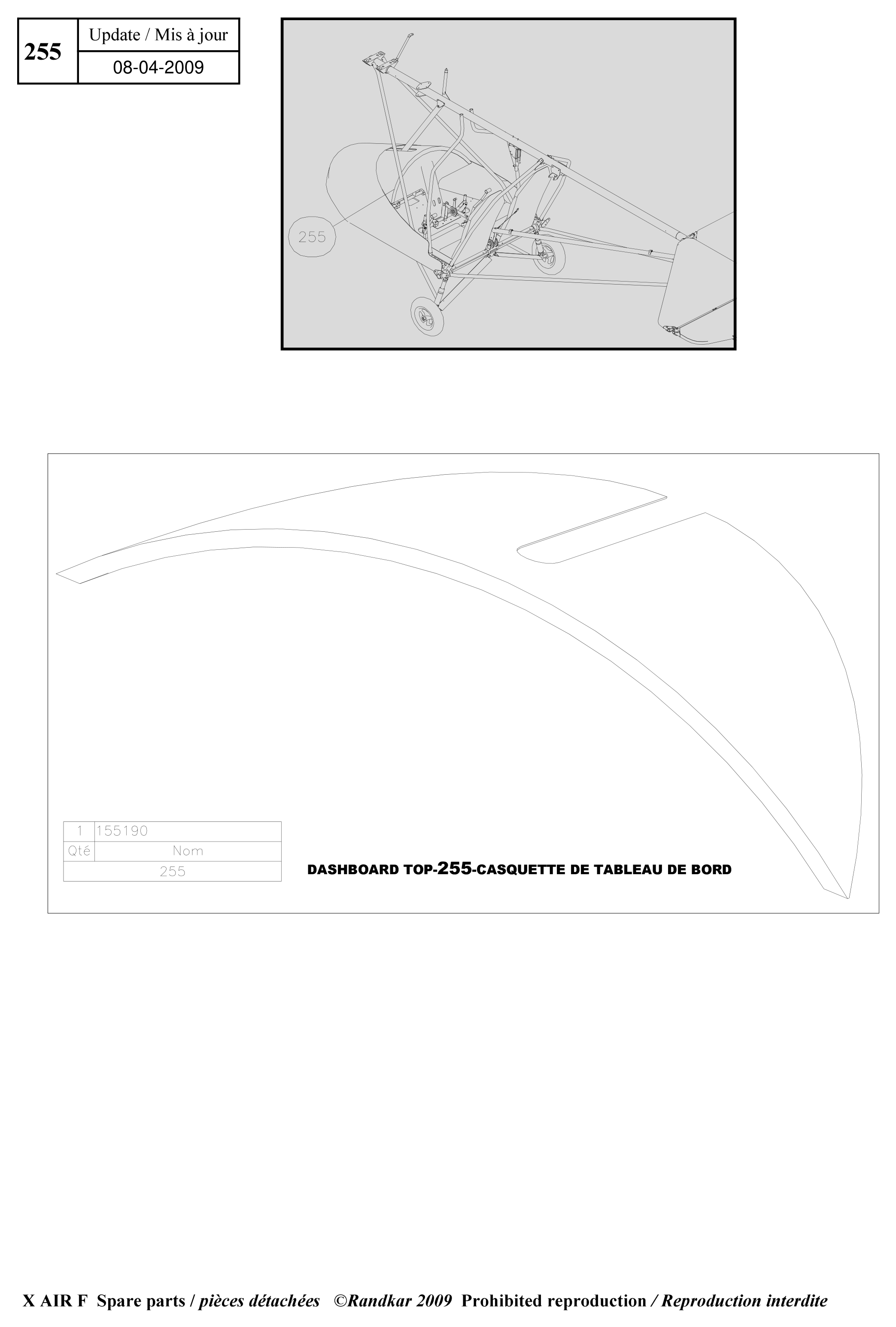 155190 – Dashboard top (X-Air F Gumnam) spare part diagram