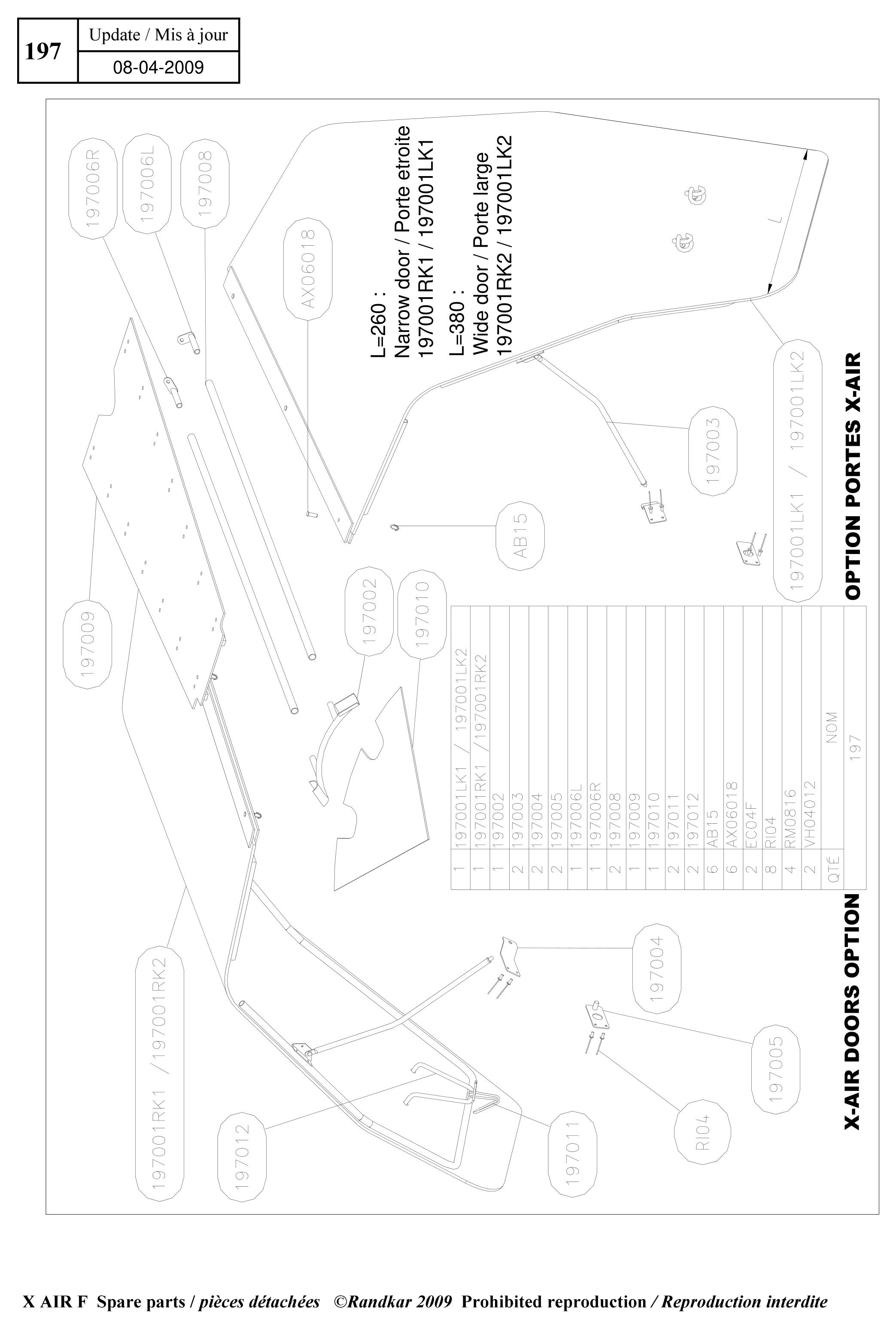 197004 – Doors option (X-Air) spare part diagram