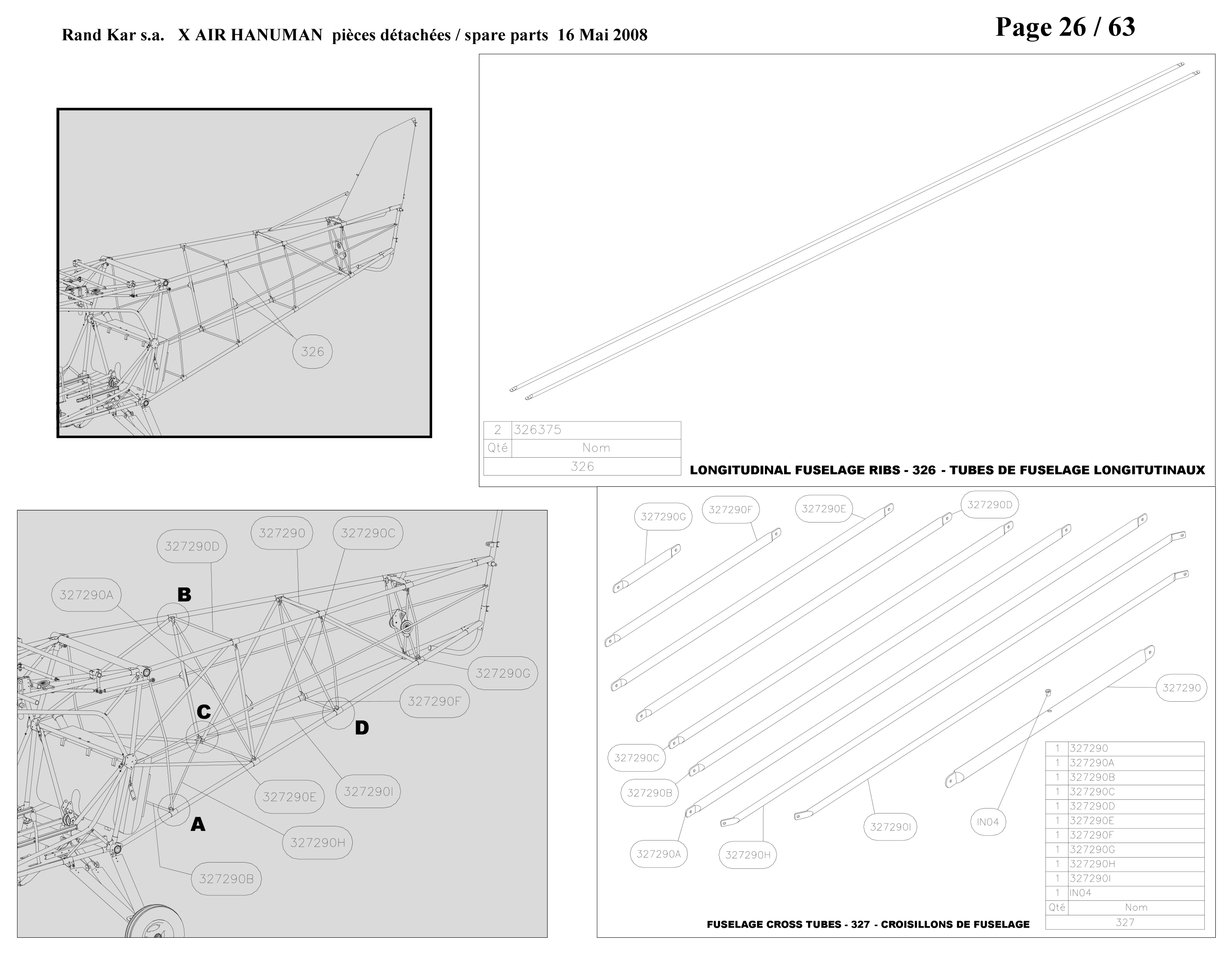 326375 – Longitudinal fuselage ribs (Hanuman) spare part diagram