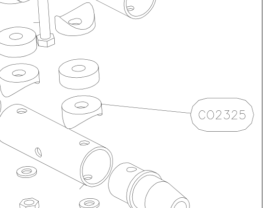CO2325 – Fin + stab mounting with harness (Hanuman) spare part diagram