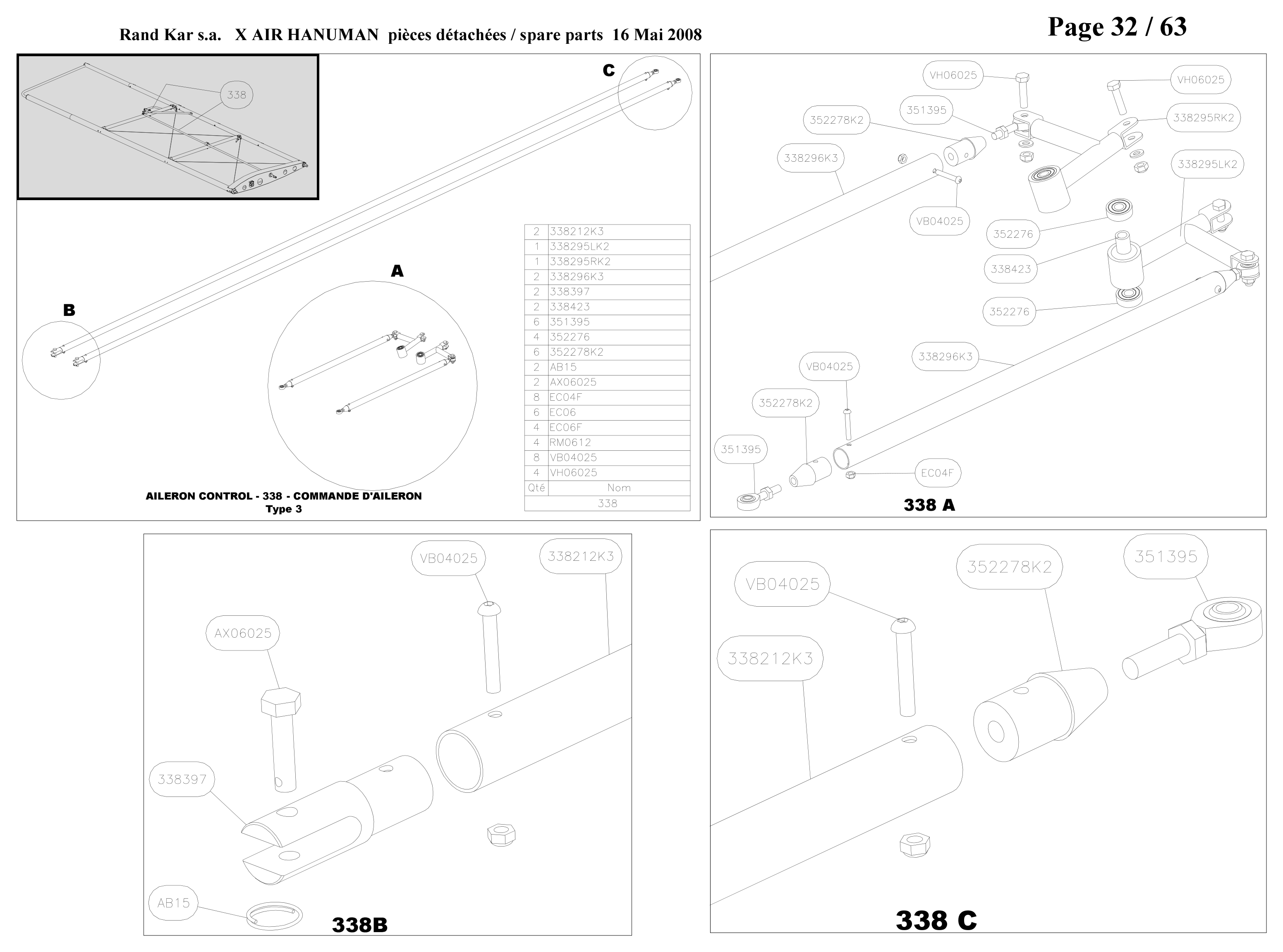 EC06 – Aileron control in wing (Hanuman) spare part diagram