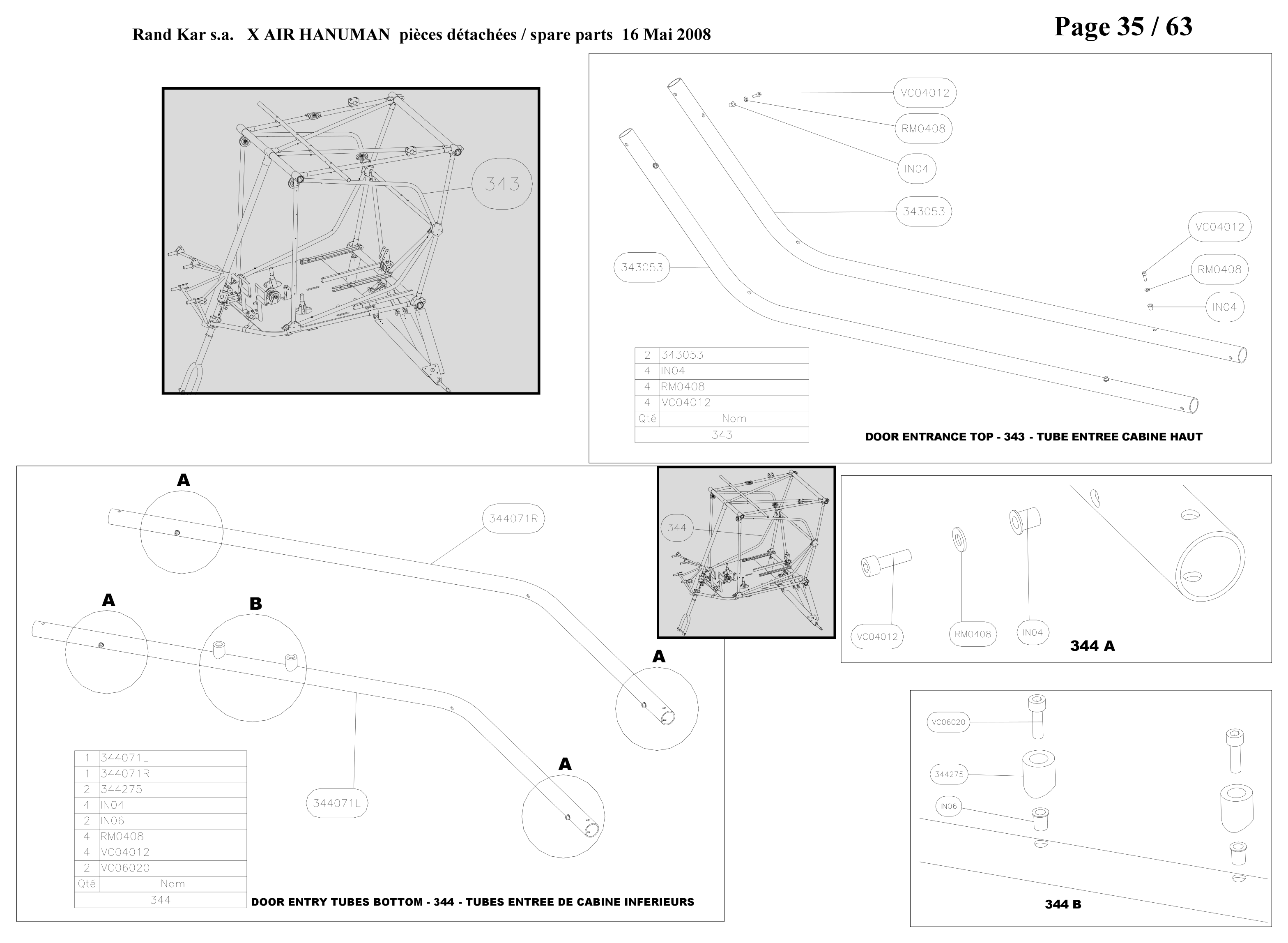 344071R – Door entrance bottom tube (Hanuman) spare part diagram