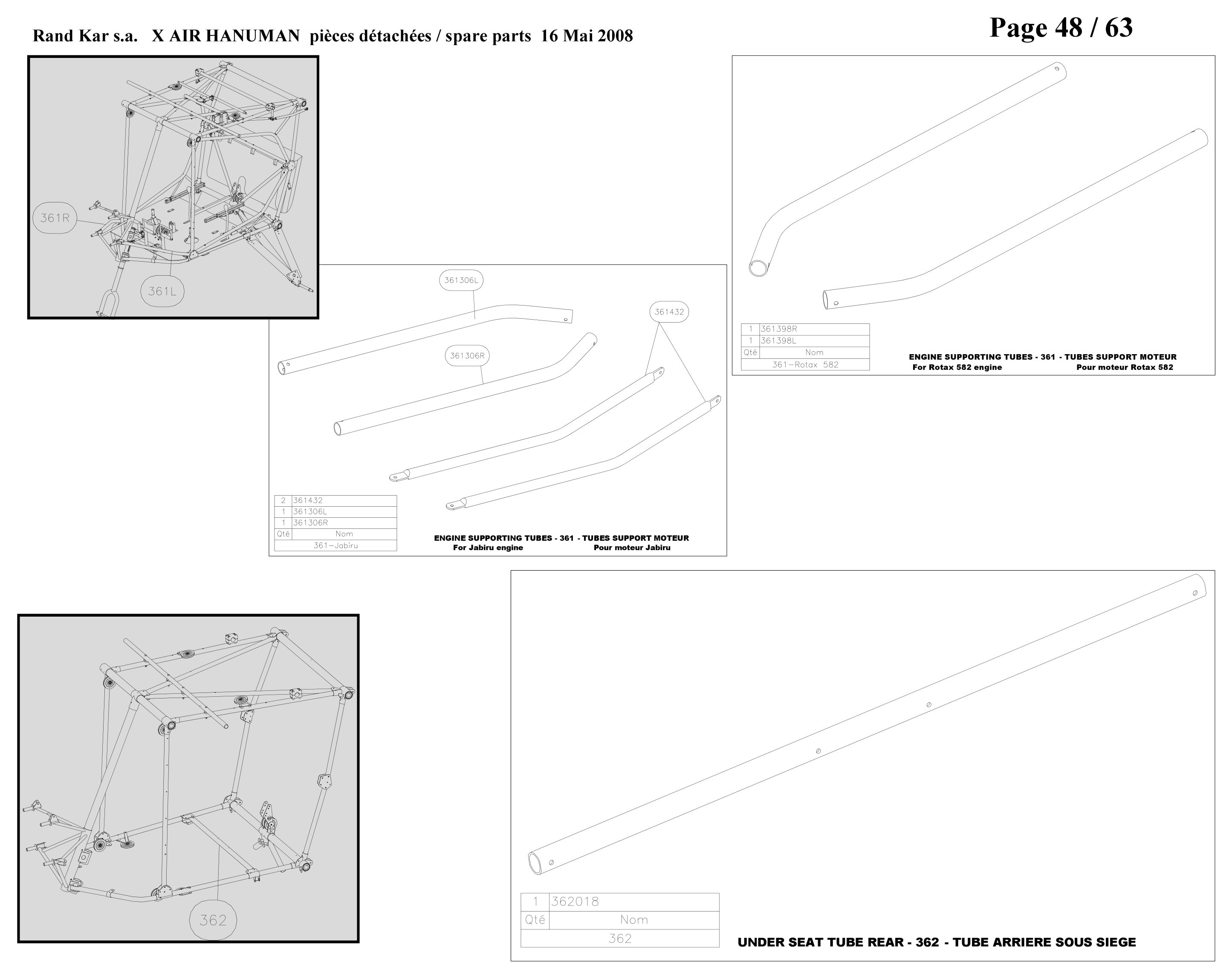 361398L – Lower engine supporting tubes (Hanuman) spare part diagram