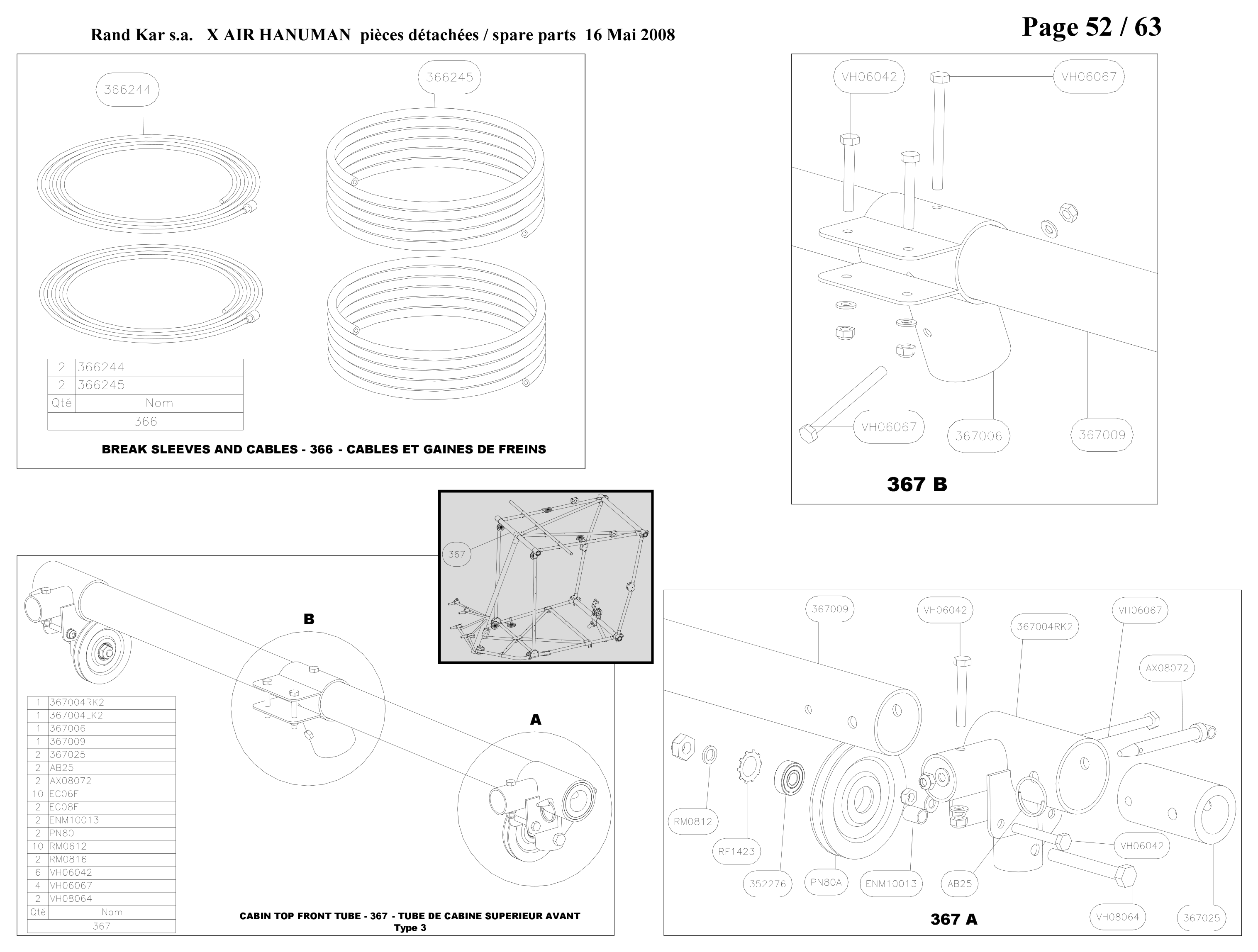 367004LK2 – Cabin top front tube (Hanuman) spare part diagram