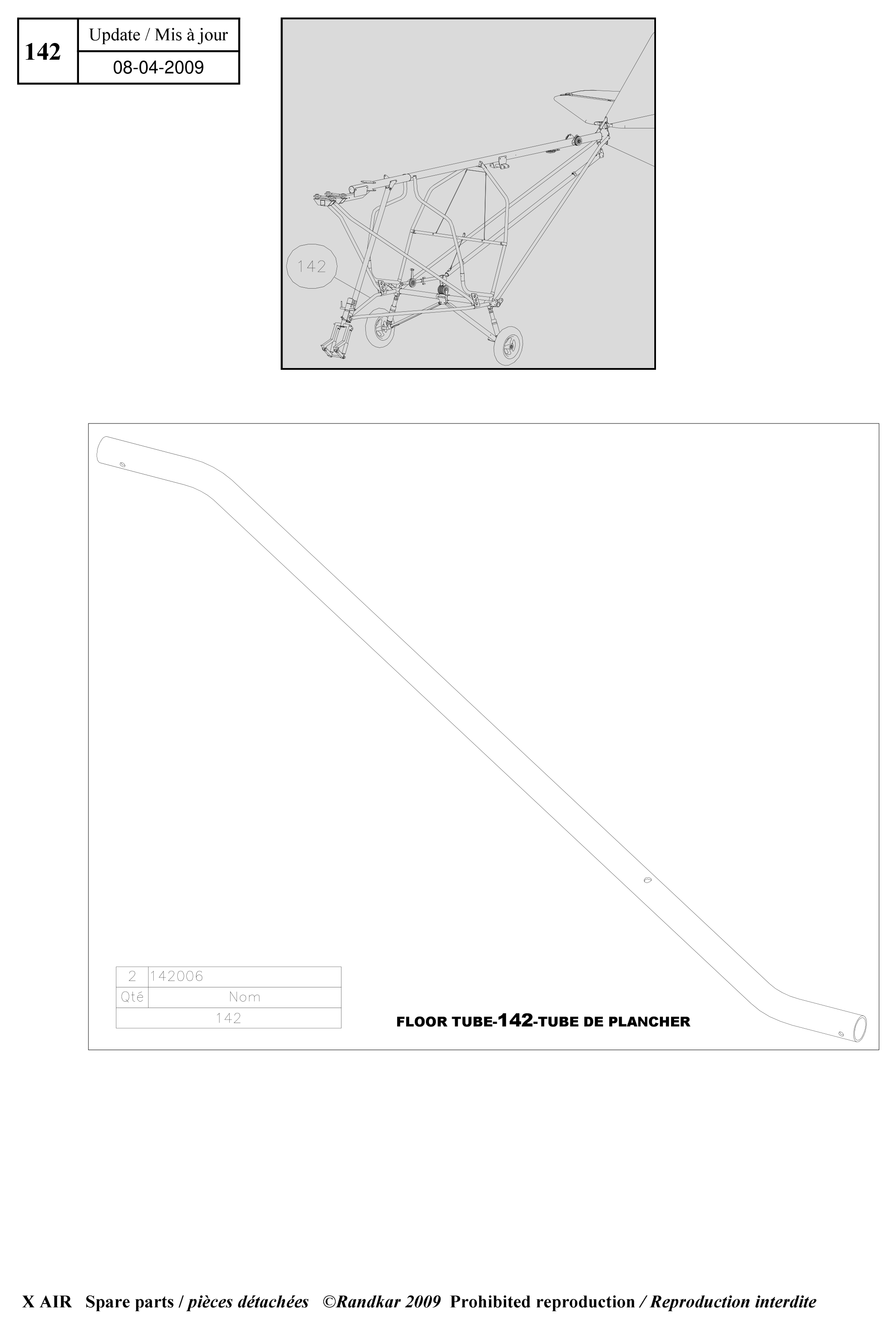 142006 – Floor tubes (X-Air) spare part diagram