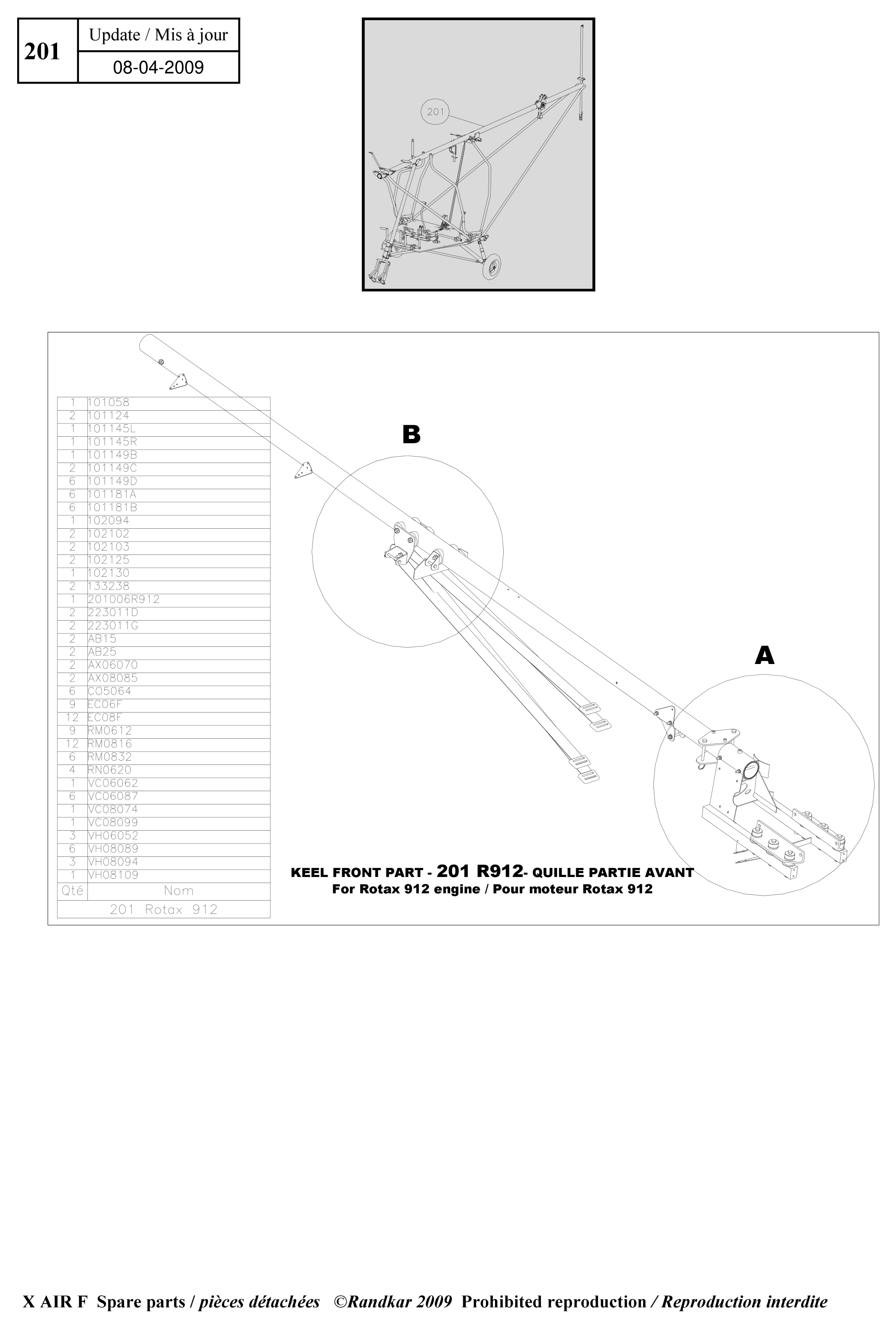 VC08099 – Keel front part (X-Air F Gumnam) spare part diagram
